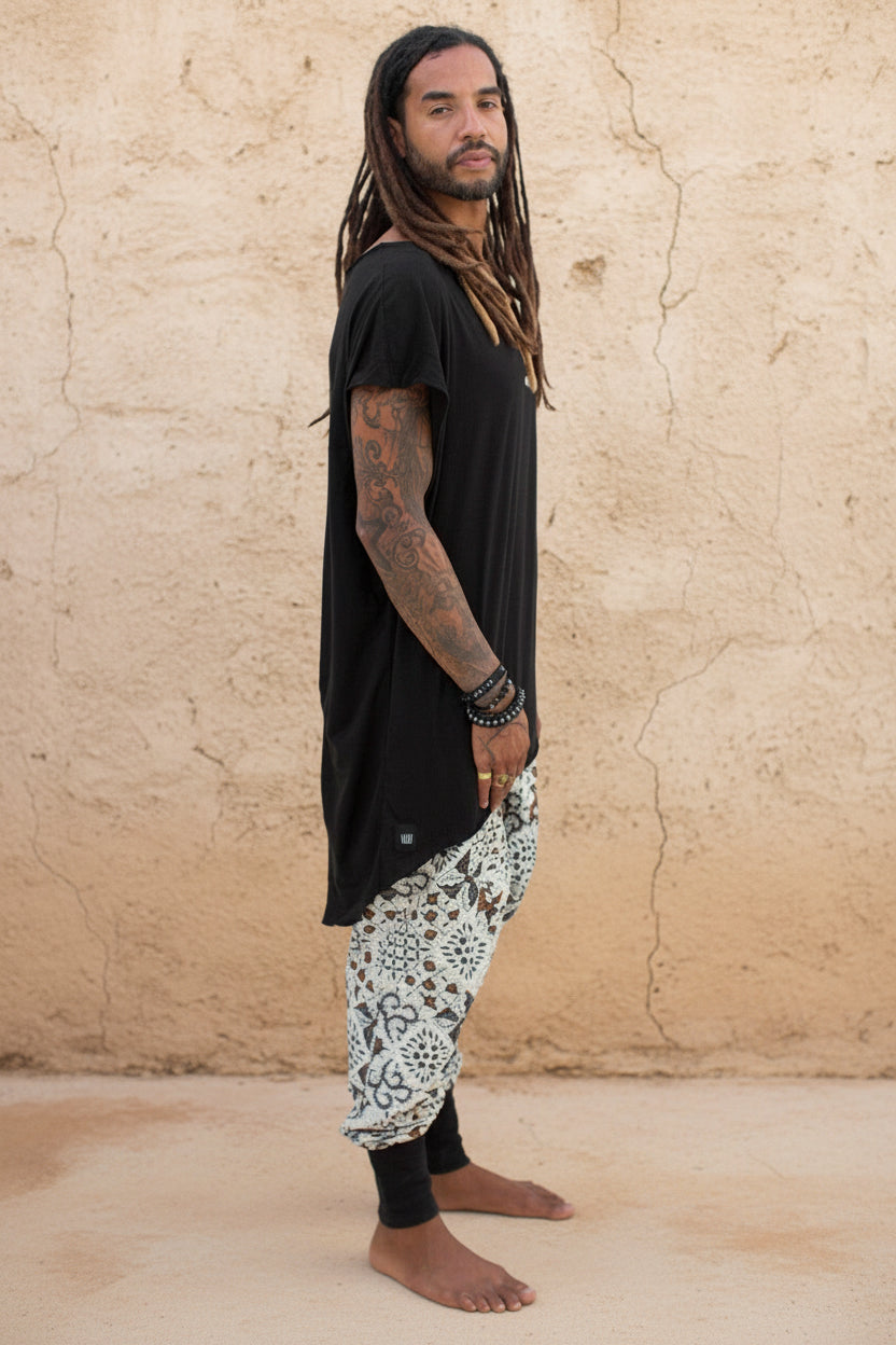 VALO Design BALI SPIRIT NINJA White Batik - Comfortable & stylish cotton print harem pants