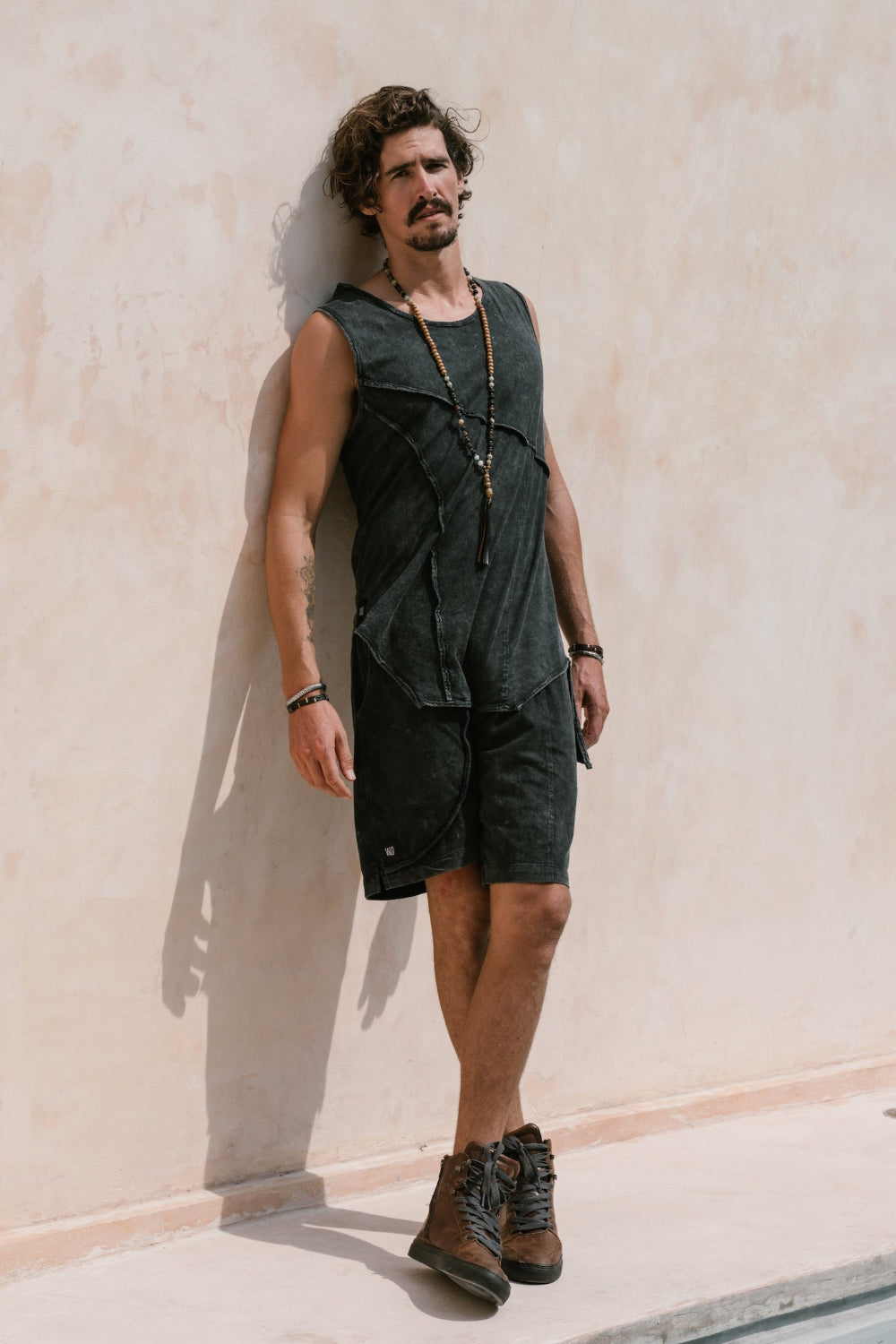 KELO SHORTS & TANKTOP - Dark Grey Stonewashed Cotton