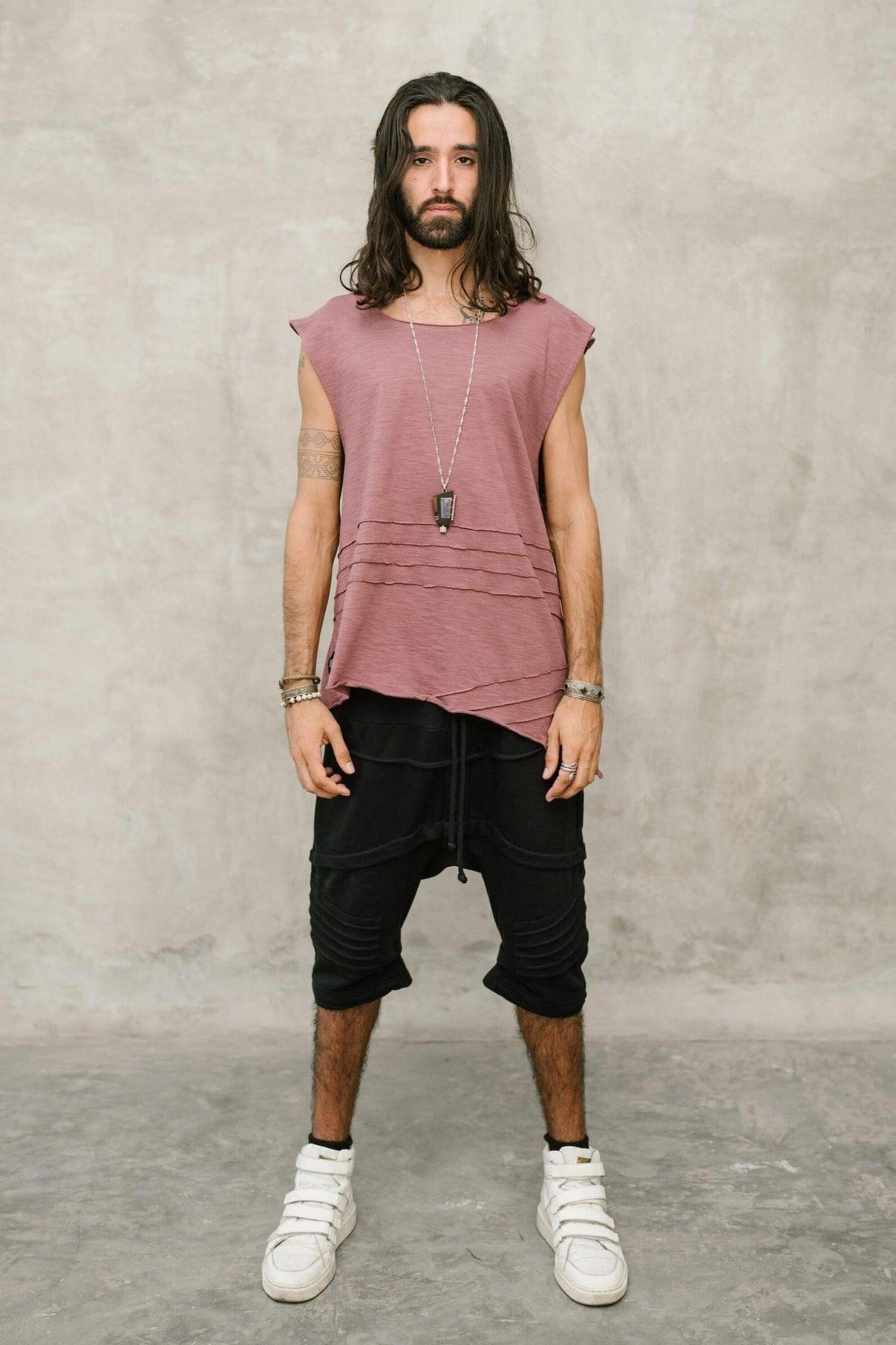 KIVI VEST - A loose fit sleeveless tank top shirt with asymmetric cut and stitch work details - VALO Design Clothing