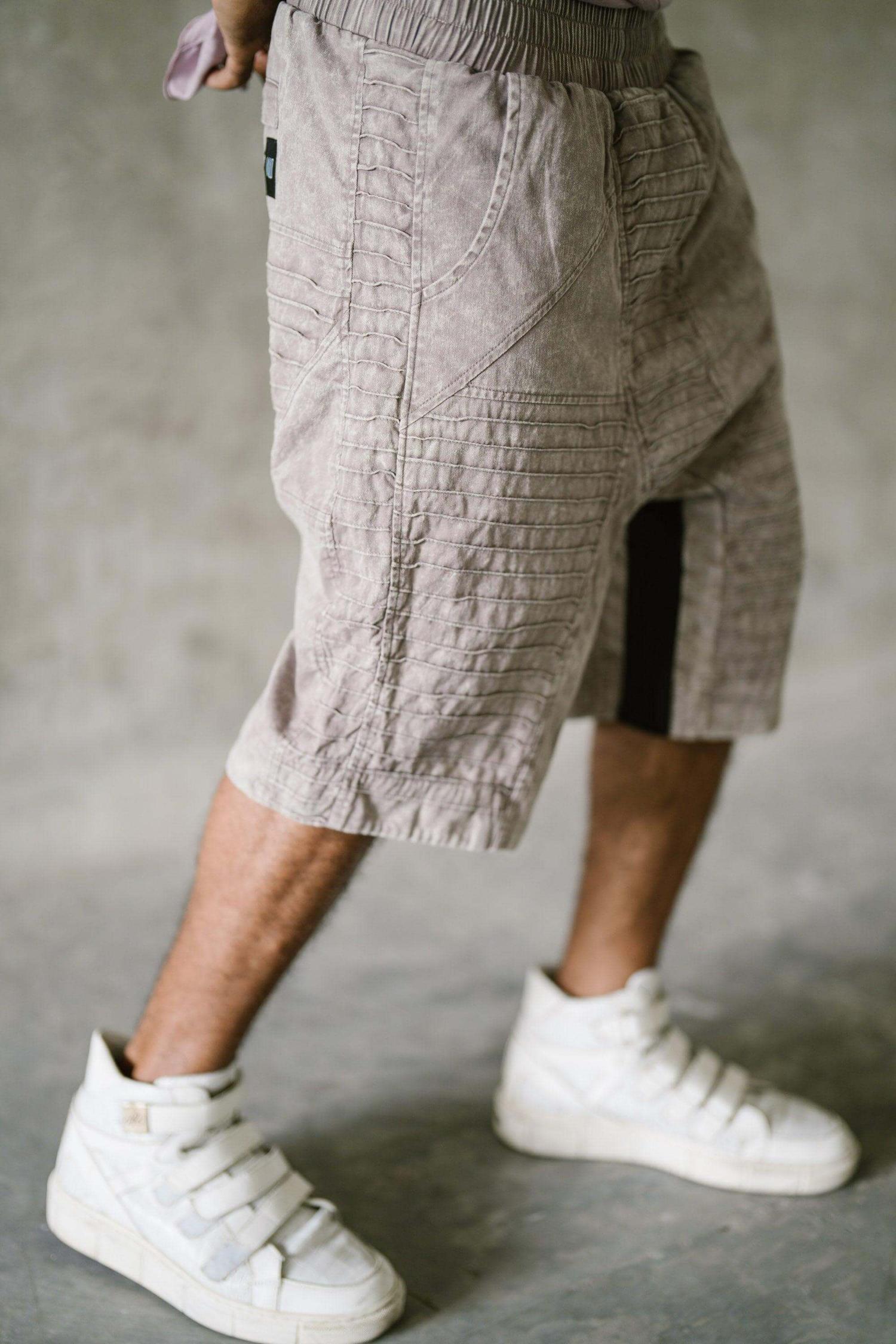 SISU Shorts - Drop crotch stonewashed cotton shorts with unique details - VALO Design Clothing