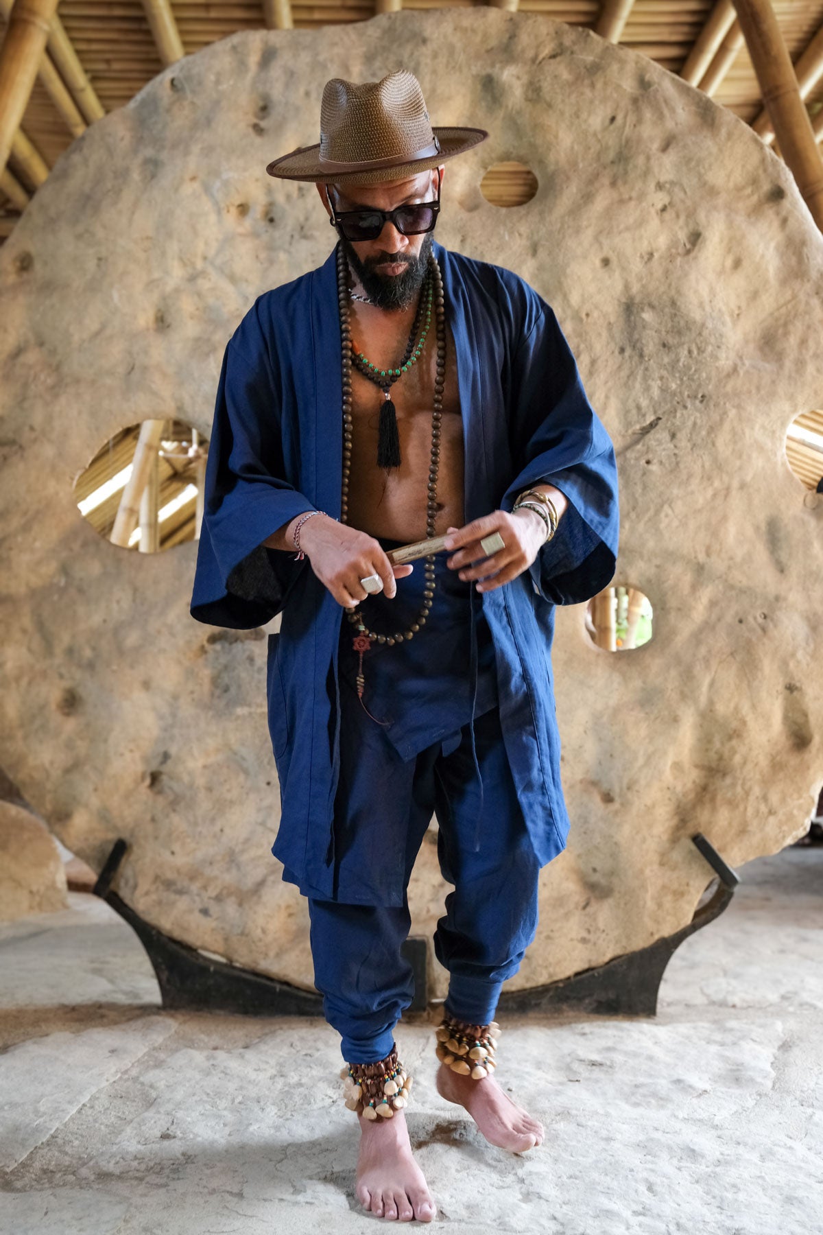 BUSHI Pants Navy Blue - Japanese Style Designer Linen Pants