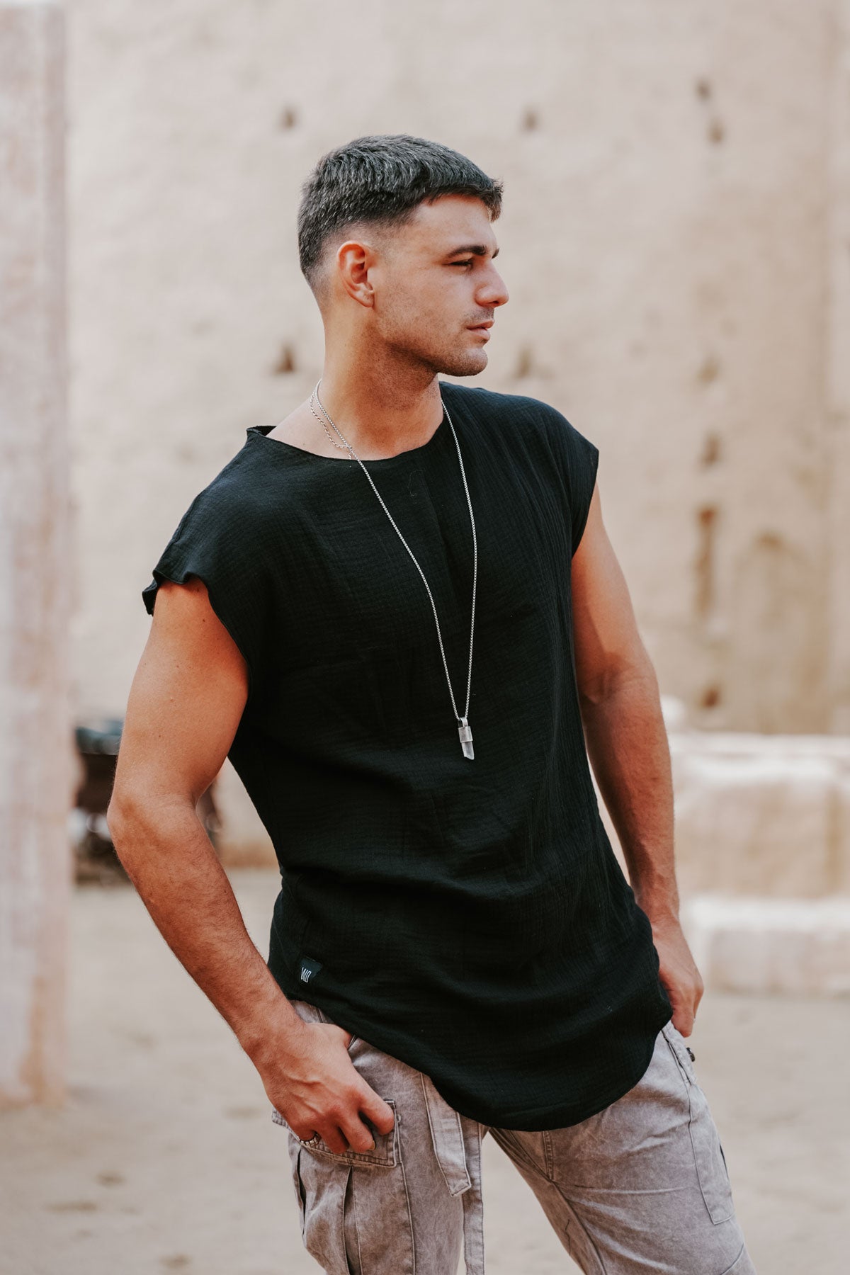 DJINN T-Shirt - Asymmetric Oversized Cotton Crepe Tank Top