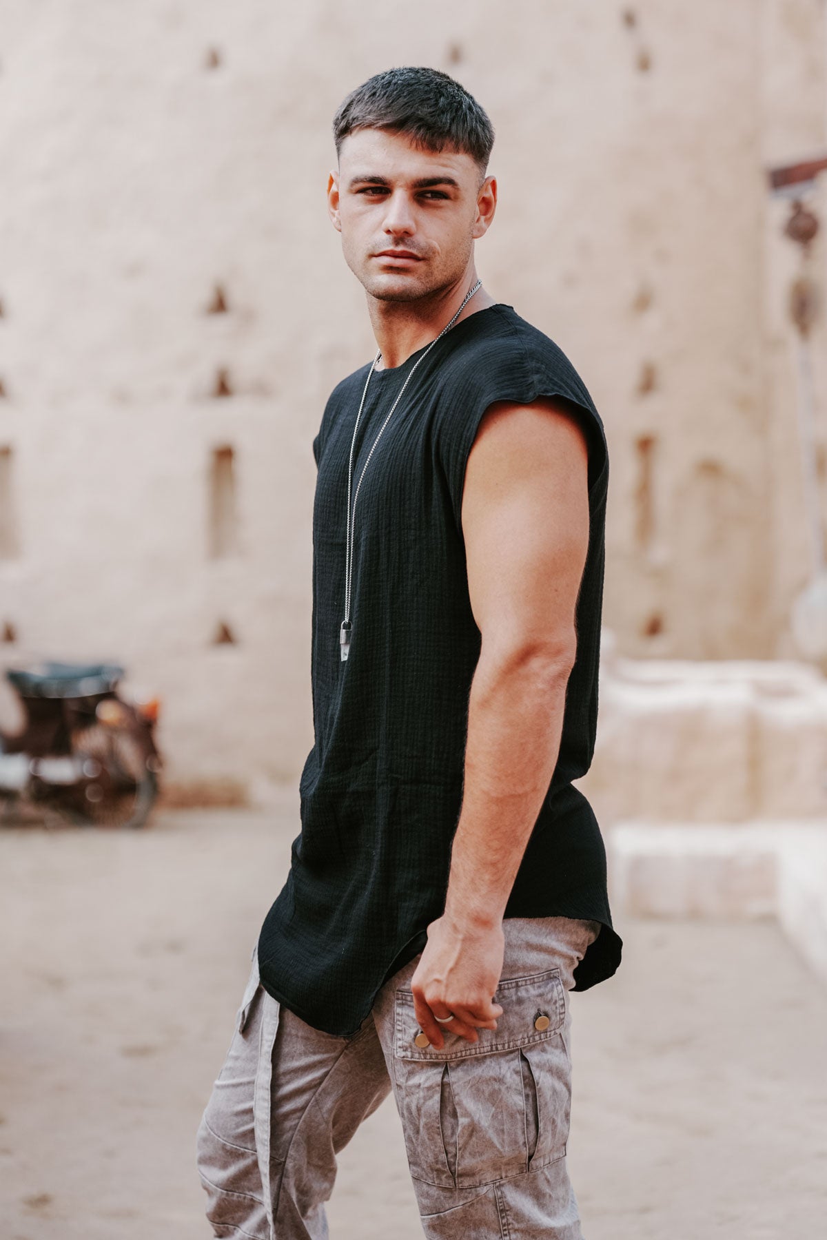 DJINN T-Shirt - Asymmetric Oversized Cotton Crepe Tank Top