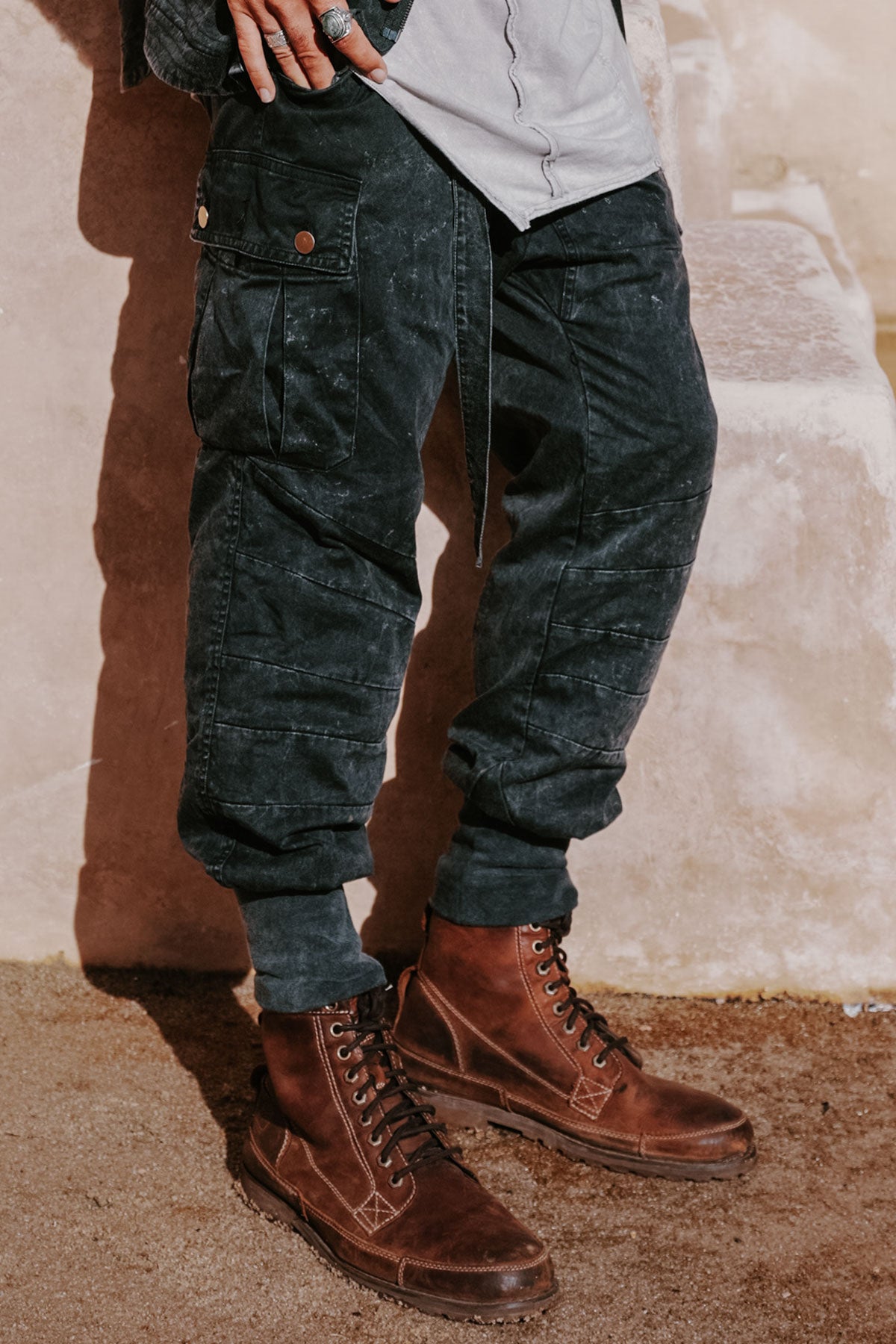 VALO Design - RENEGADE Black Stonewash Cargo Pants
