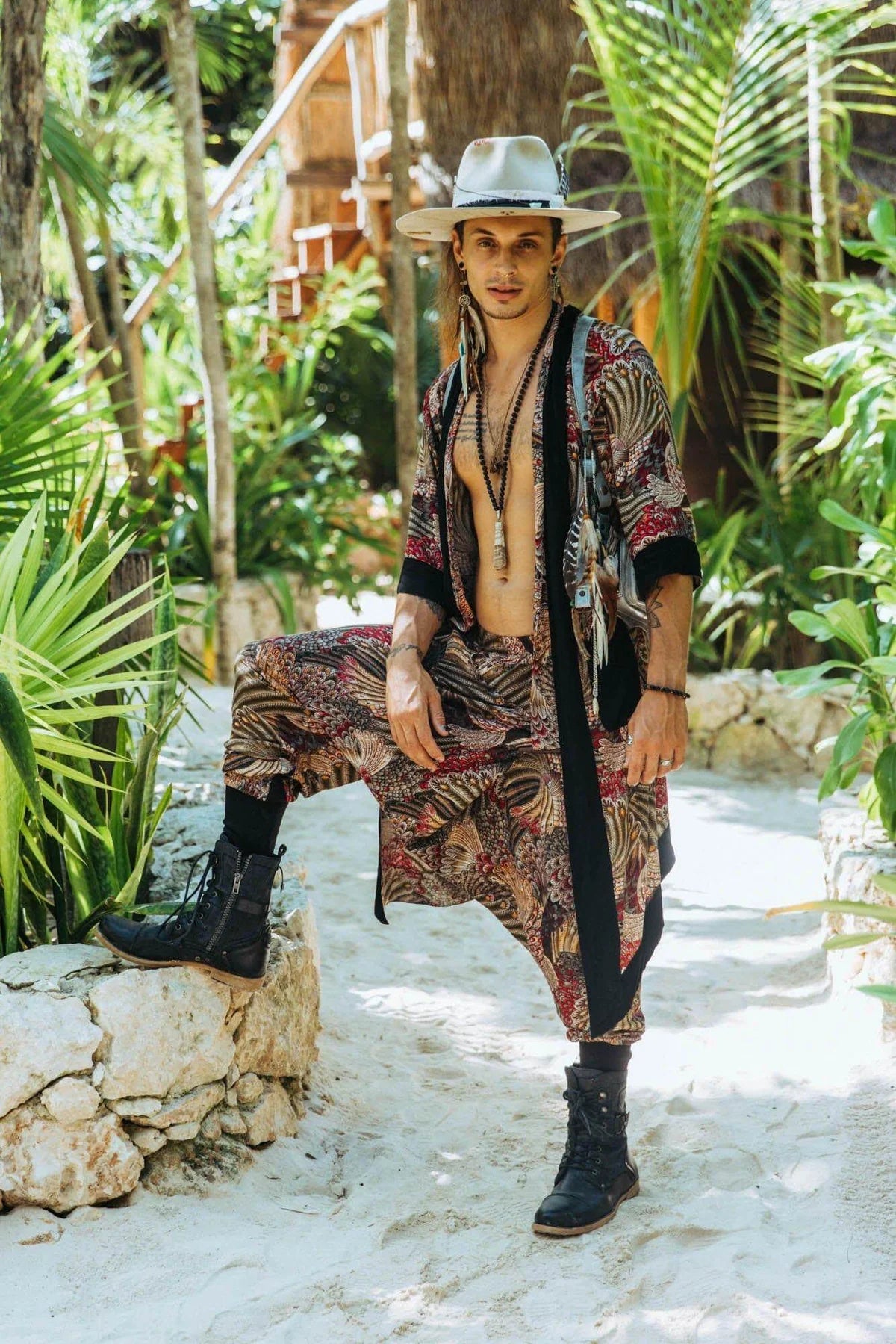 Bali Spirit Outfit - Tribal Feather Pattern-Outfit-VALO Design Clothing