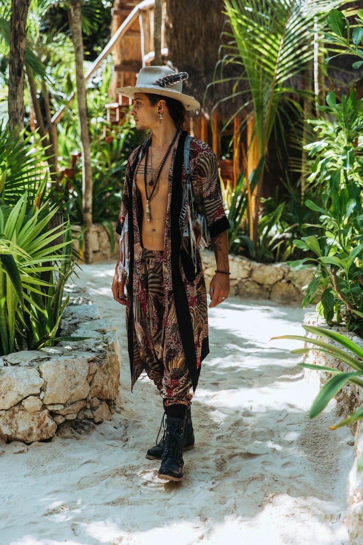 Bali Spirit Outfit - Tribal Feather Pattern-Outfit-VALO Design Clothing