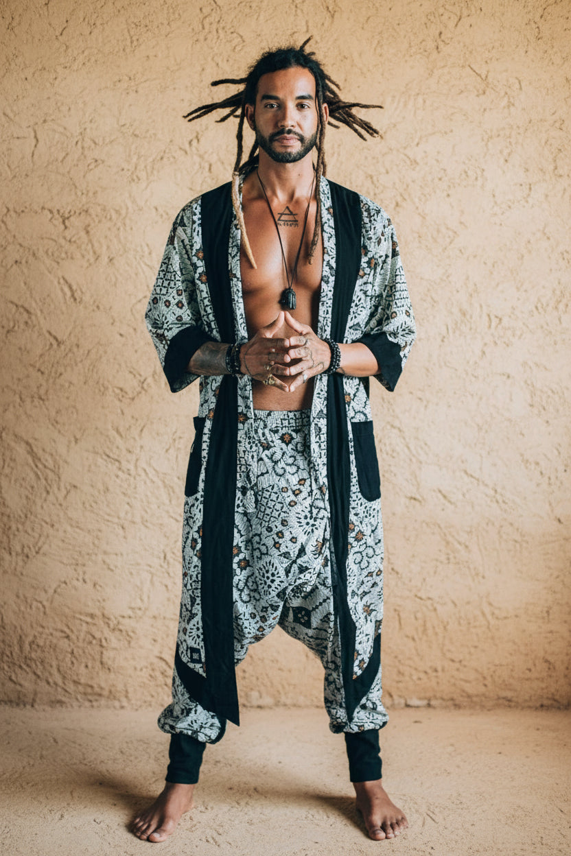 VALO Design  BALI SPIRIT NINJA White Batik - Comfortable & stylish cotton print harem pants