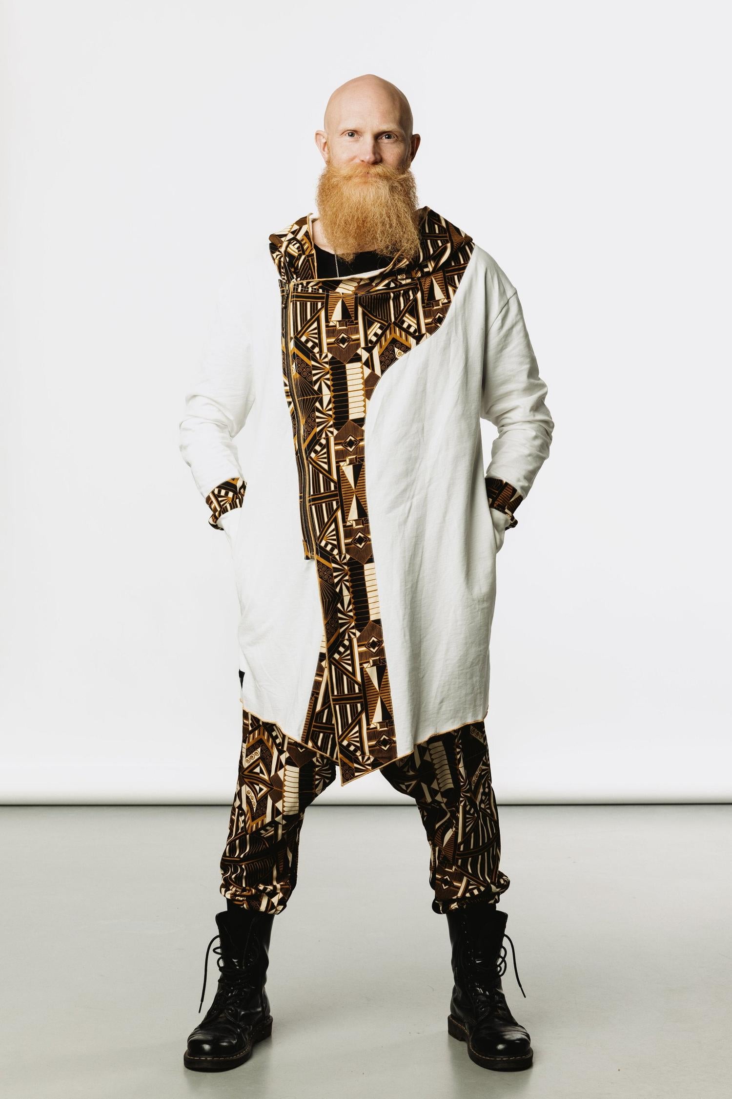 VALO Design Hoodies JEDI - A truly flamboyant Jedi style hooded vest cape with unique geometric print art