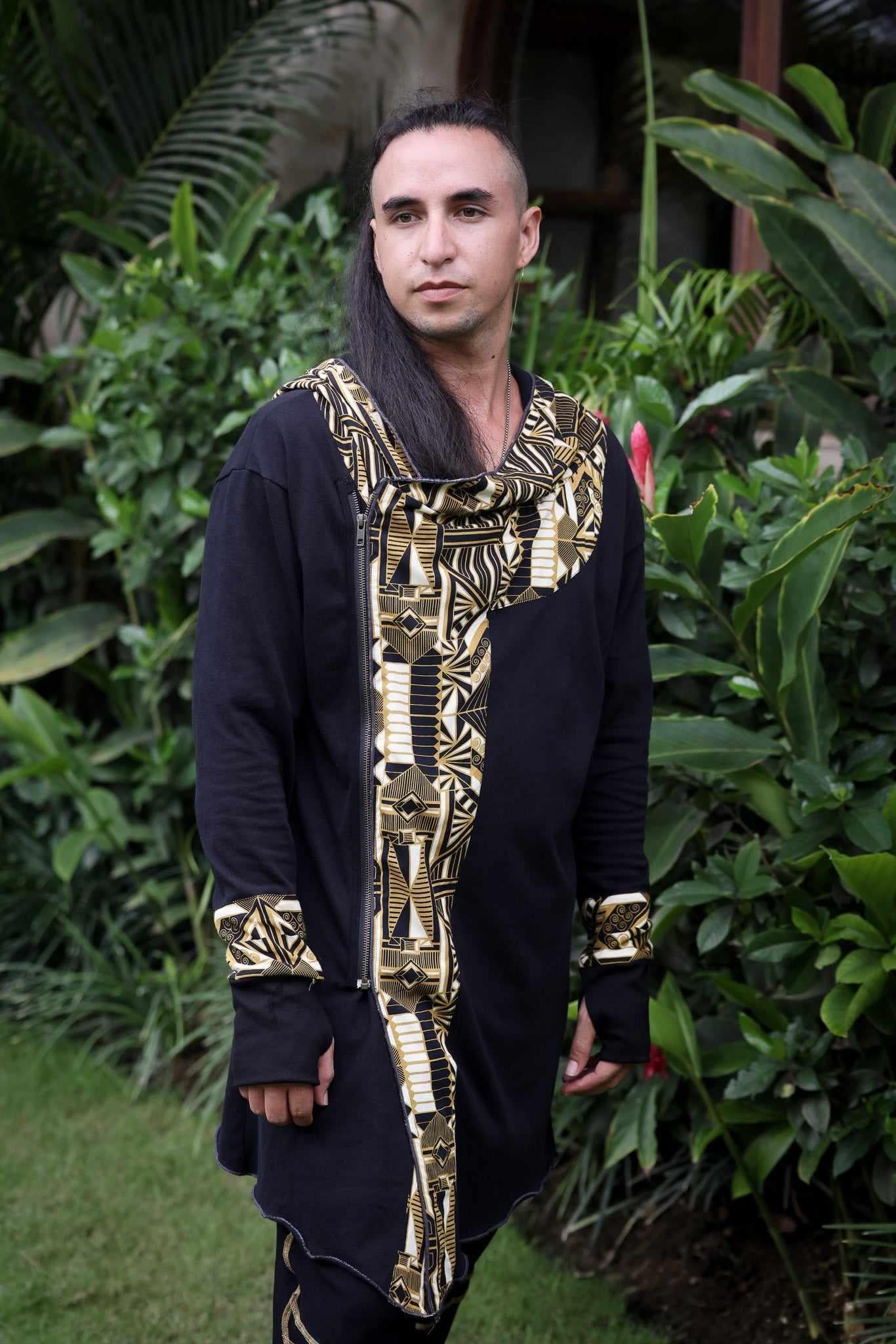 VALO Design Hoodies JEDI - A truly flamboyant Jedi style hooded vest cape with unique geometric print art