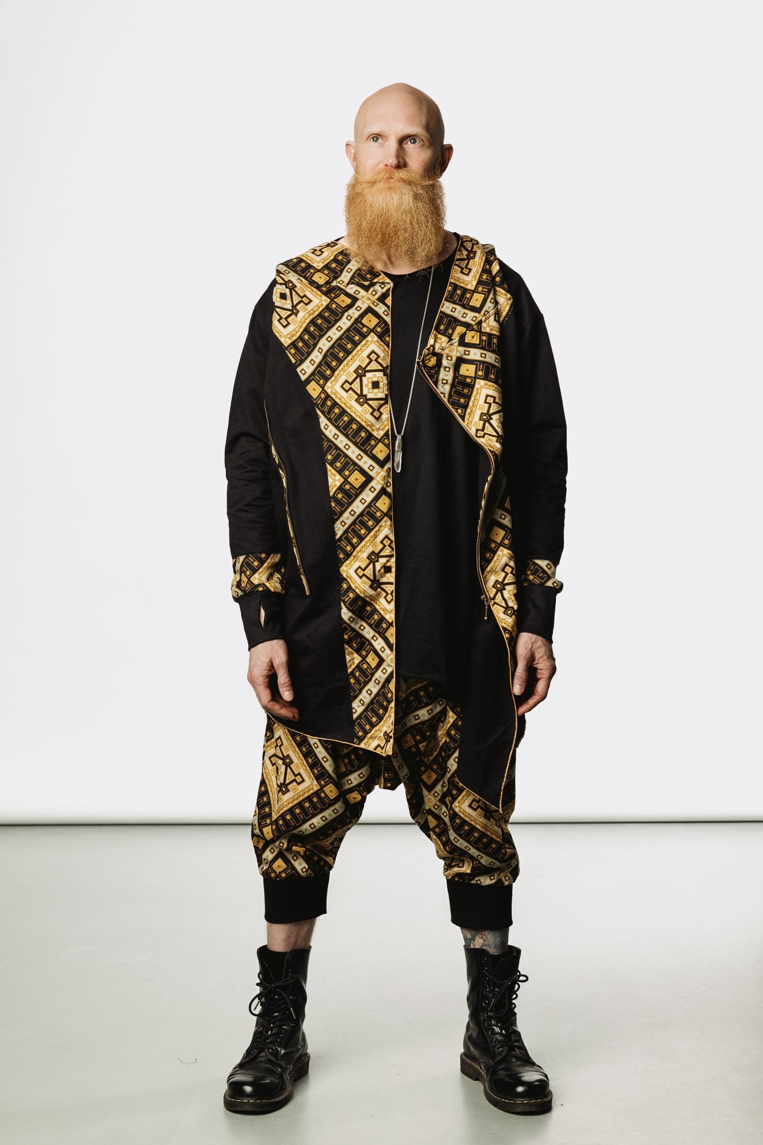 VALO Design Hoodies JEDI - A truly flamboyant Jedi style hooded vest cape with unique geometric print art