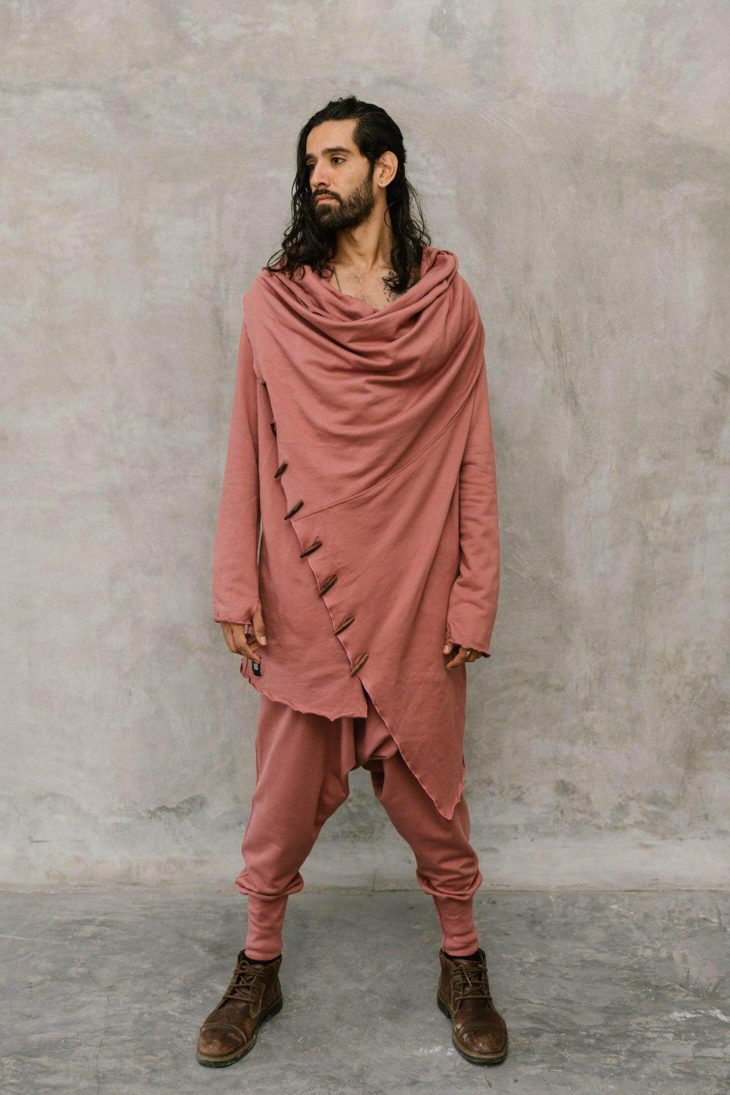 VALO Design Hoodies KENOBI Red Rossore - Jedi style cotton denim hoodie with wooden buttons