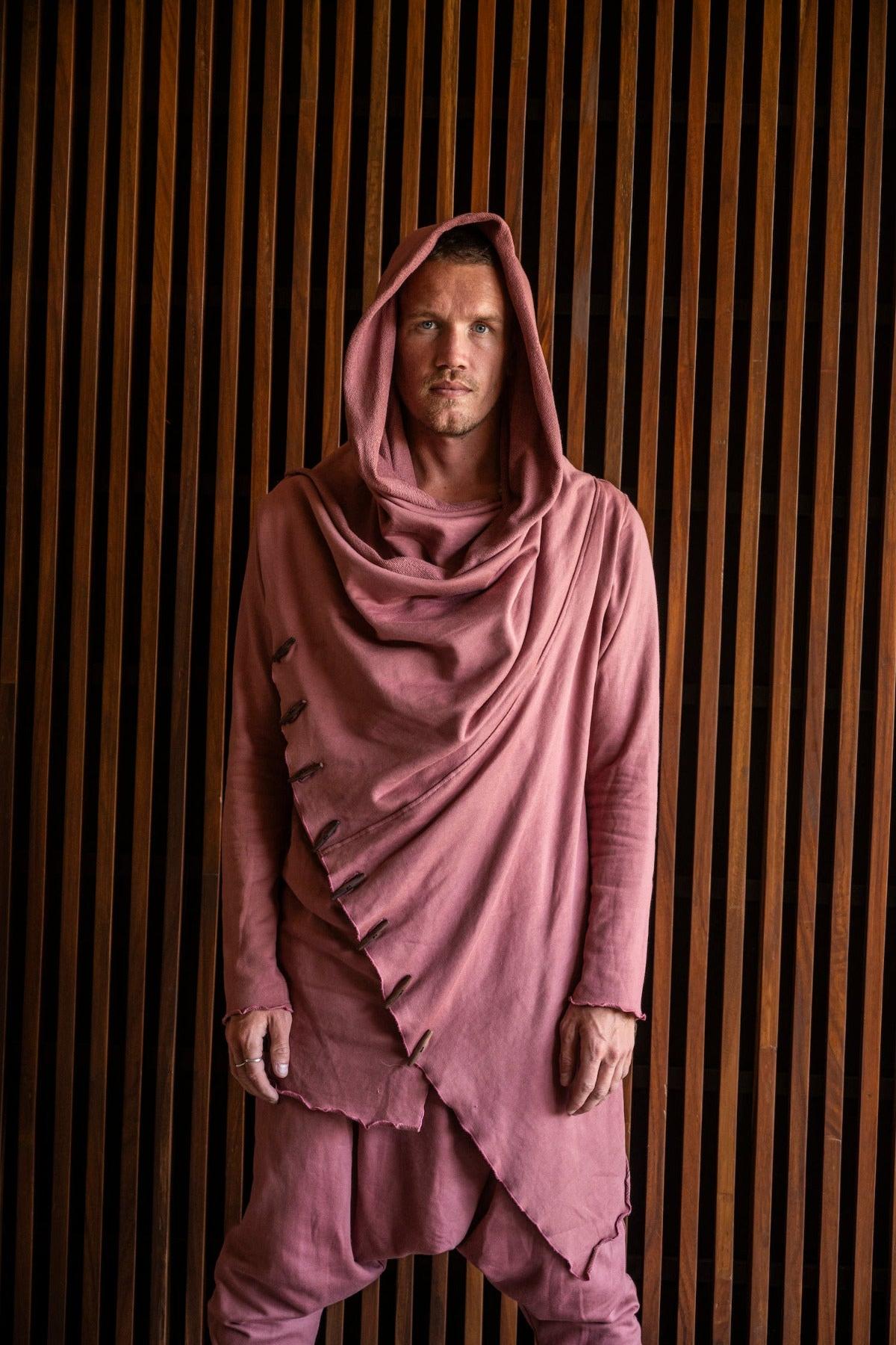VALO Design Hoodies KENOBI Red Rossore - Jedi style cotton denim hoodie with wooden buttons