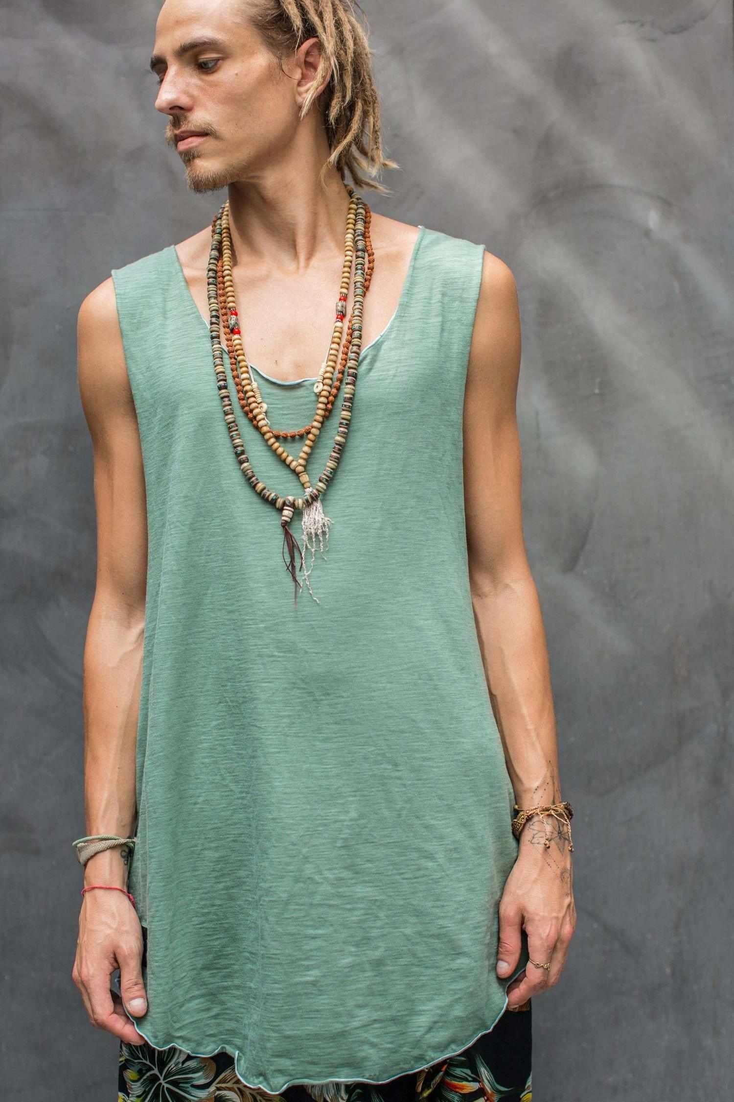 VALO Design Clothing Shirts Matcha Green S/M KESÄ -  light sleeveless asymmetric cotton tencel vest tank top
