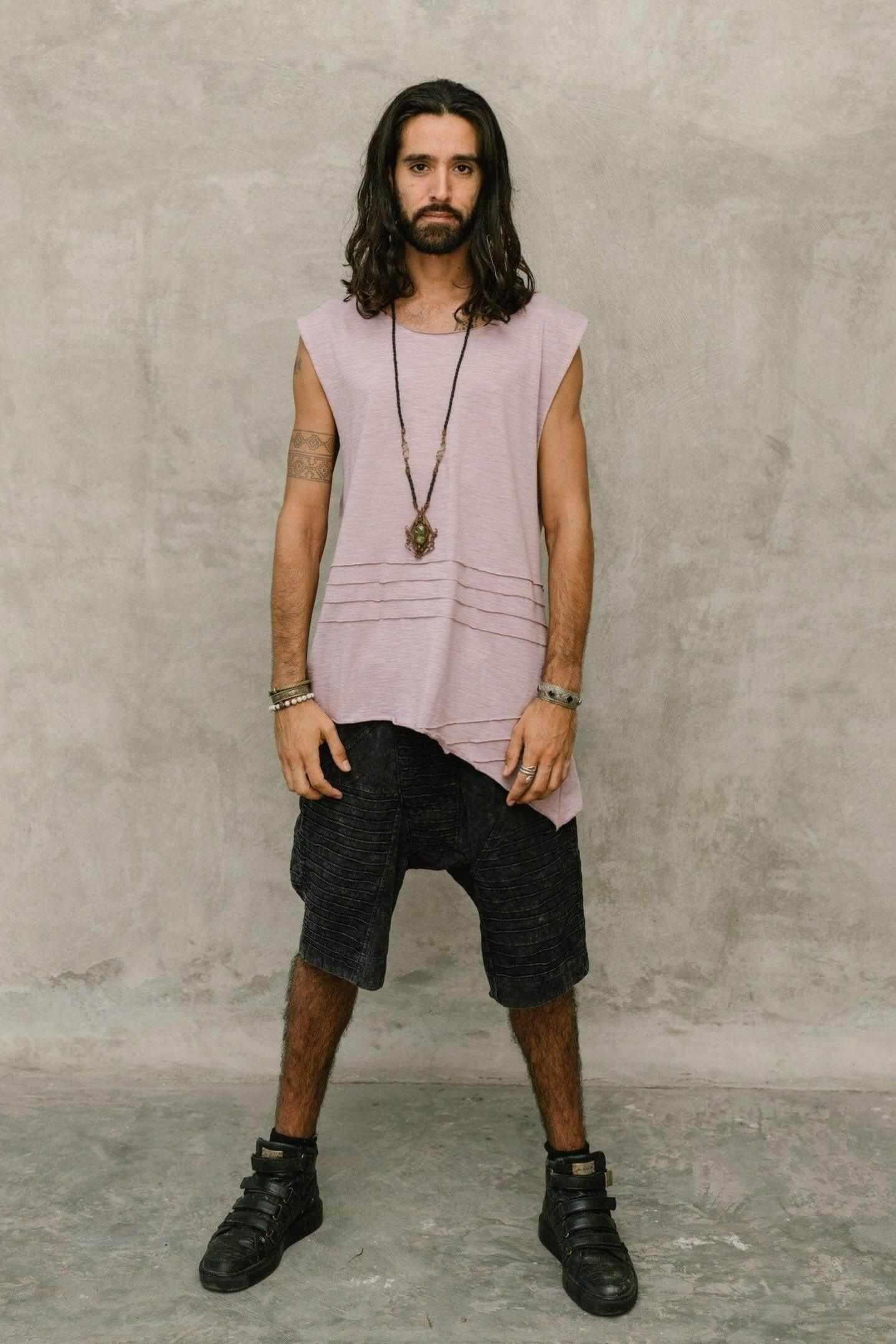 KIVI VEST - A loose fit sleeveless tank top shirt with asymmetric cut and stitch work details - VALO Design Clothing 