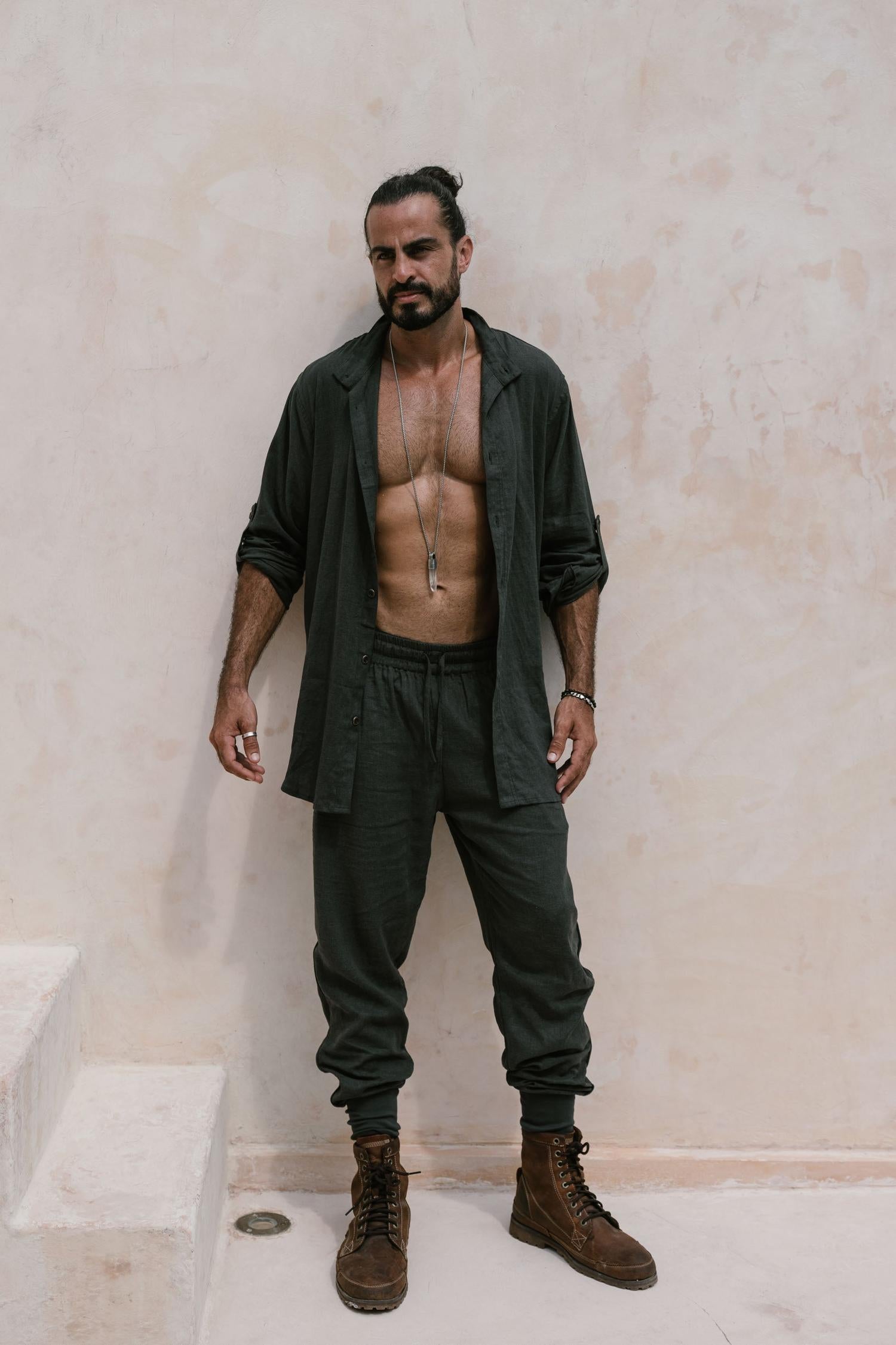 KOKO Outfit Grey - Oriental Linen Shirt & Pants