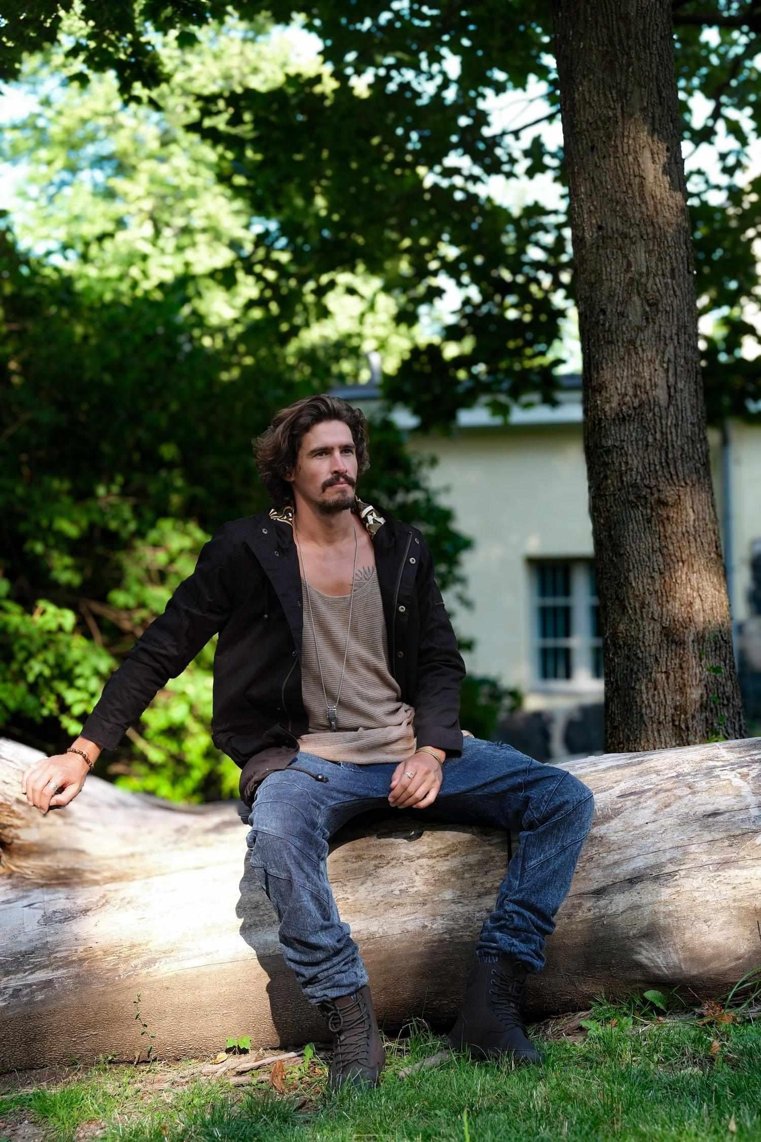 LUONTO JACKET Black - Hooded Double Layered Cotton Print Art Zipper Coat-Jackets-VALO Design Clothing