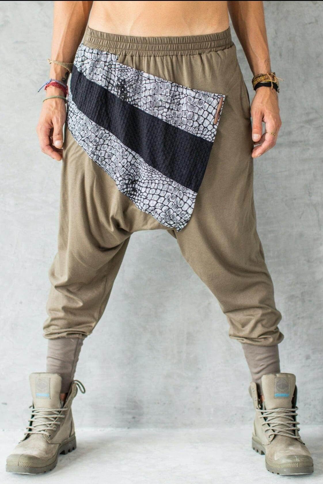 VALO Design Pants Ninja Warrior AGUNG – Stylish, slim-leg harem drop-crotch pants crafted from soft, elegant cotton fabric
