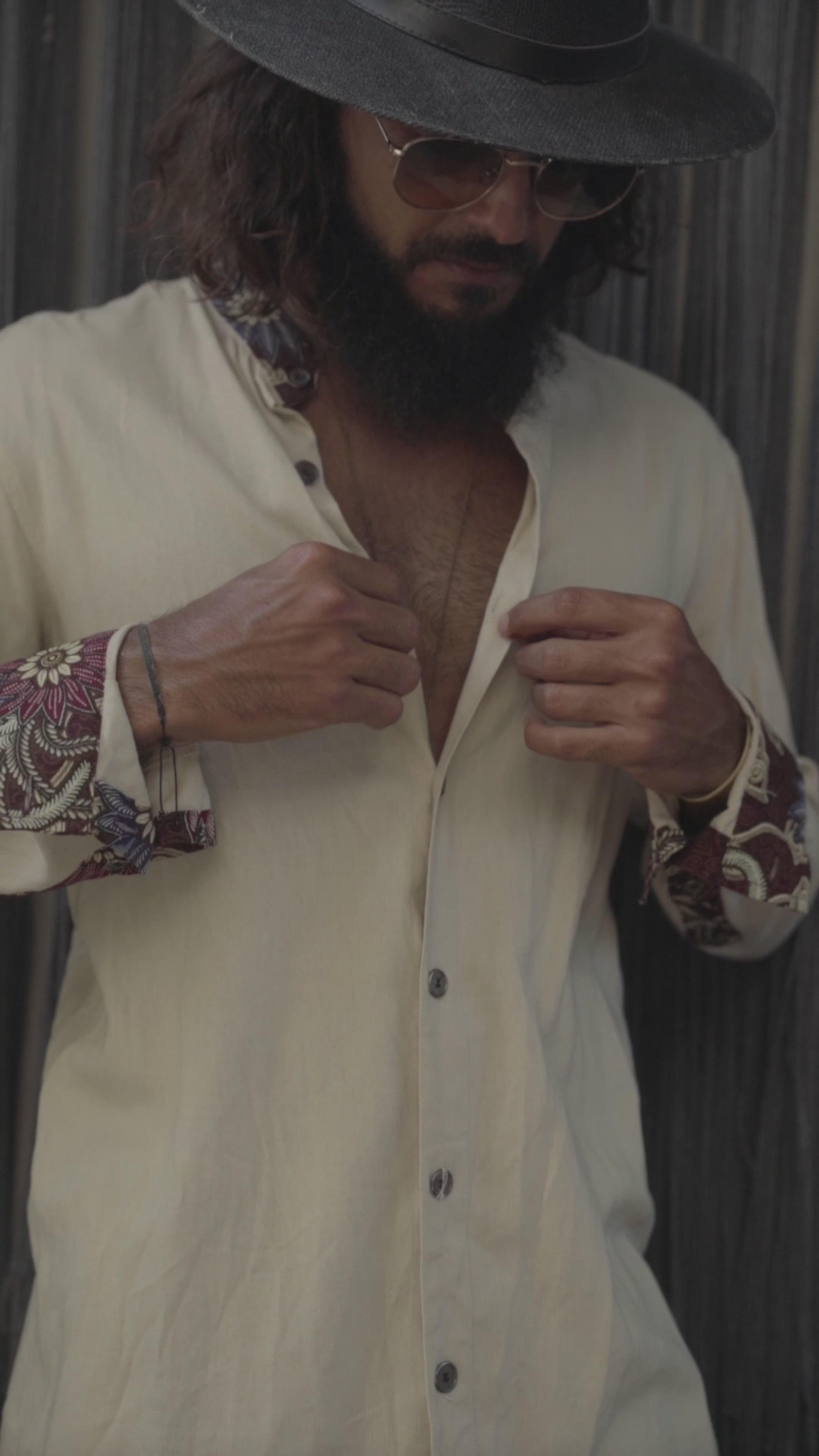 VALO Design Clothing Shirts QI SHIRT - A classic slim fit button up shirt with bali batik details and asymmetric cut