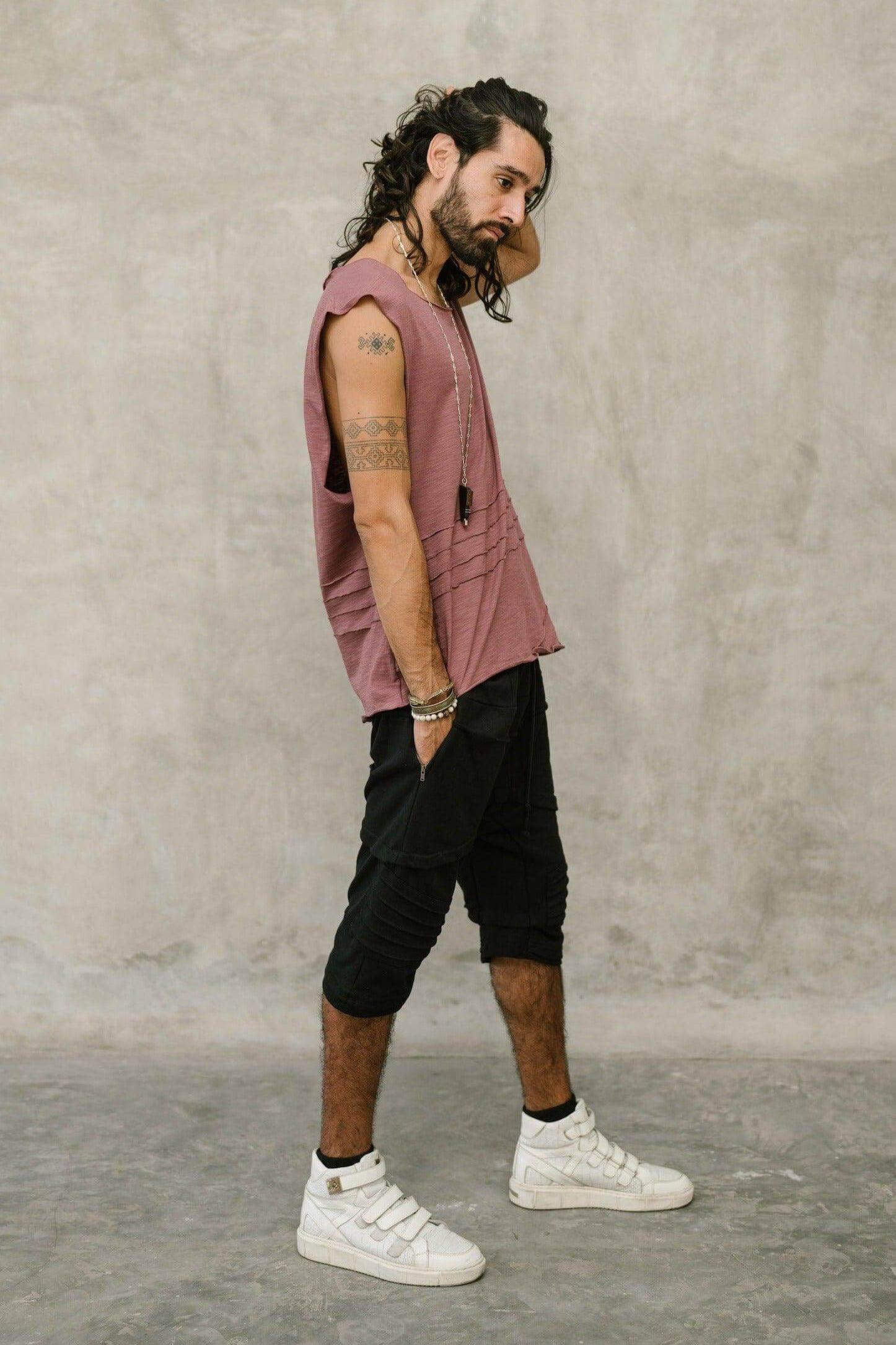 VALO Design Clothing SAHARA Shorts - Comfy boho drop crotch cotton shorts with unique details 