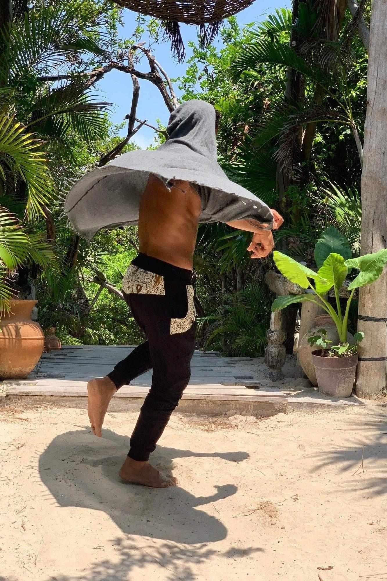 VALOdesigns Pants SHIVAJI - bamboo stretch slim leg drop crotch pants with unique details