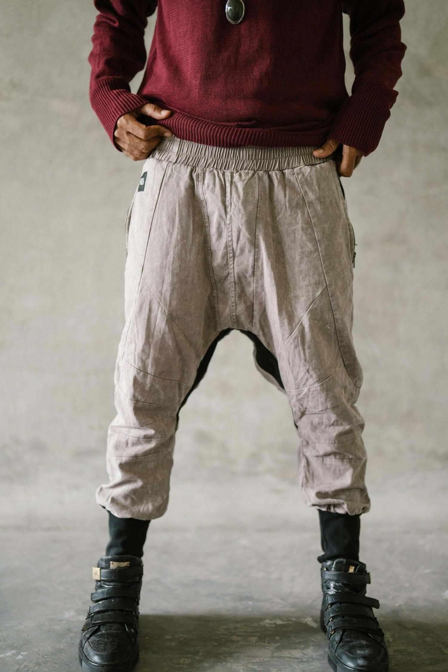 SISU Pants - Jogger style denim pants with two zipper pockets and drop crotch cut - VALO Design Clothing 