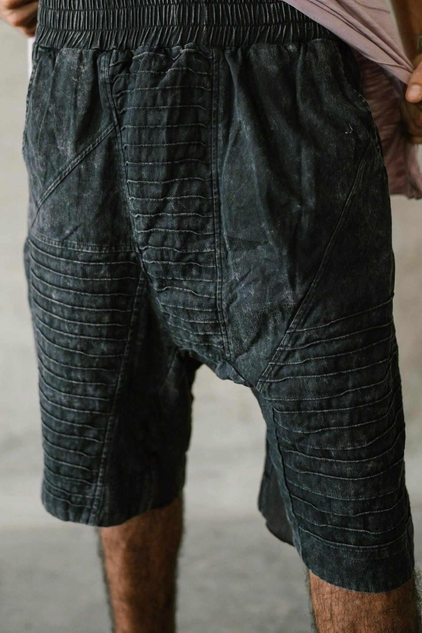 SISU Shorts - Drop crotch stonewashed cotton shorts with unique details - VALO Design Clothing 