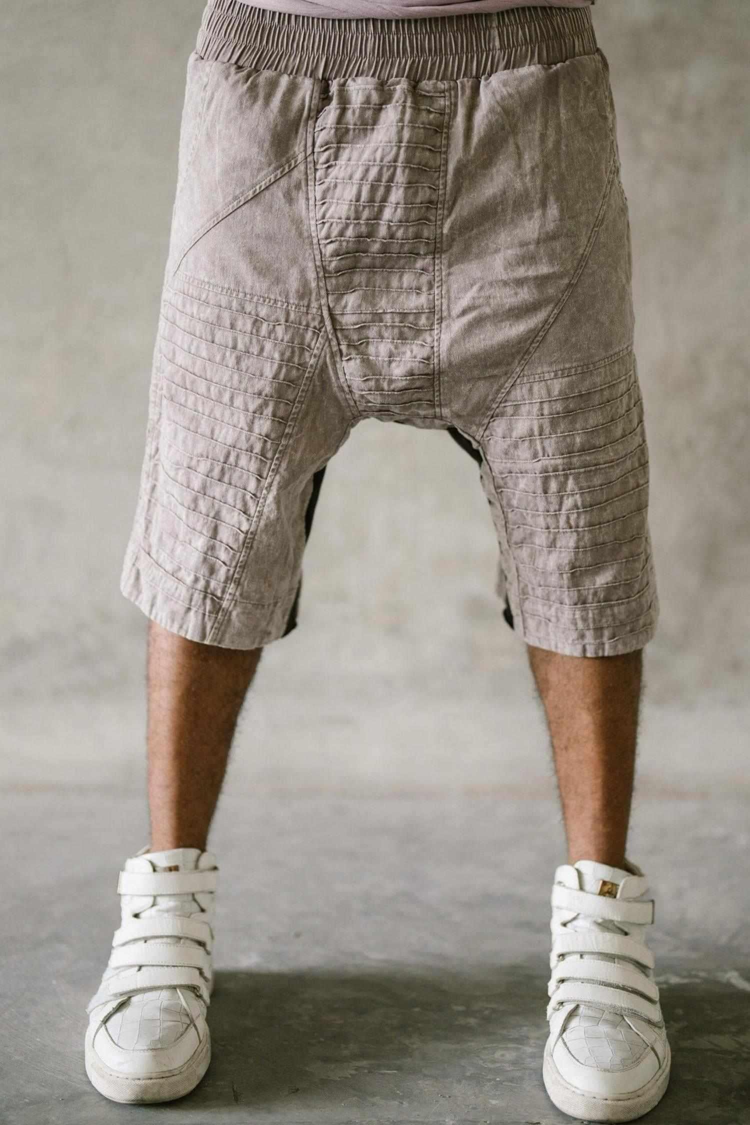 SISU Shorts - Drop crotch stonewashed cotton shorts with unique details - VALO Design Clothing 