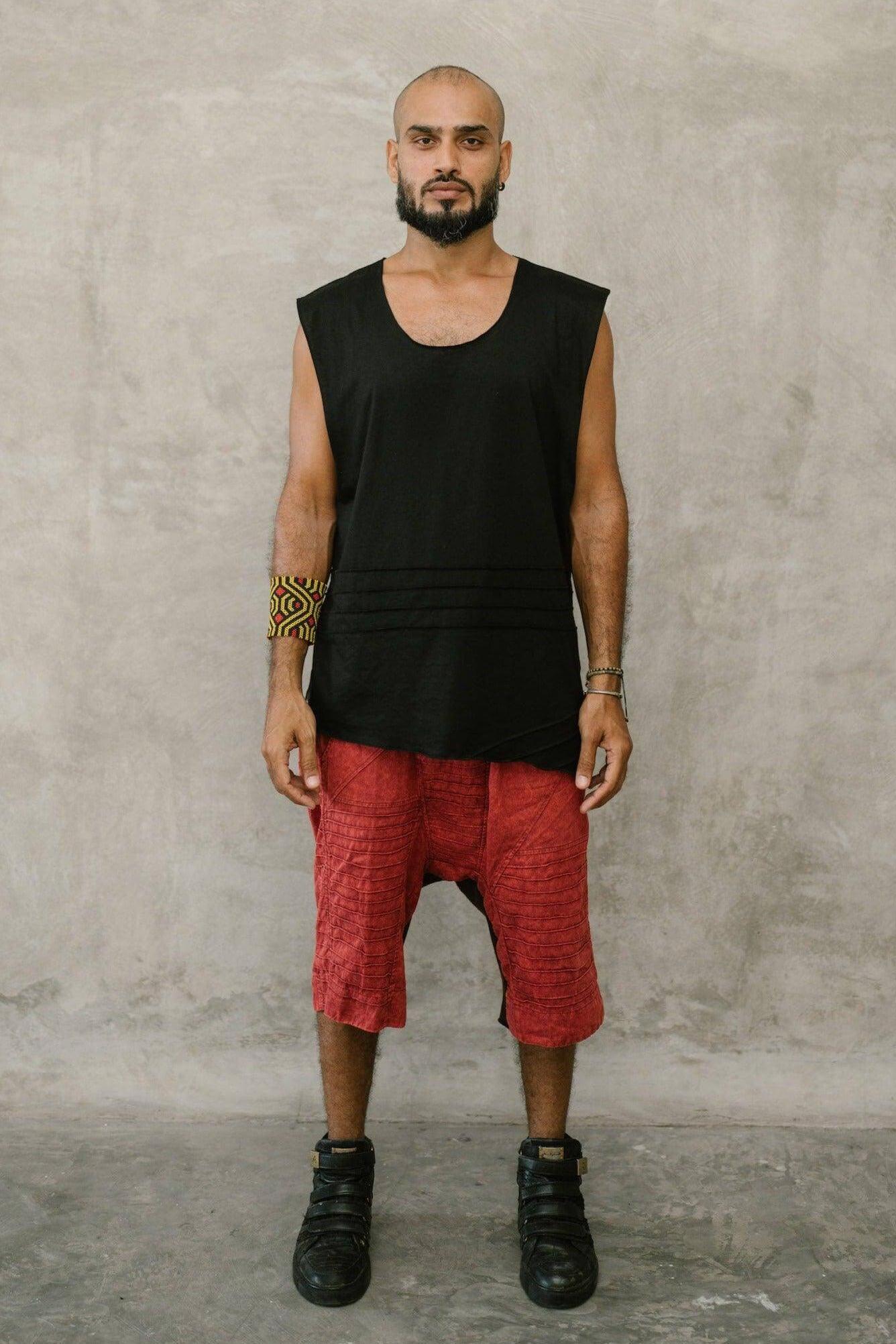 SISU Shorts - Drop crotch stonewashed cotton shorts with unique details - VALO Design Clothing 