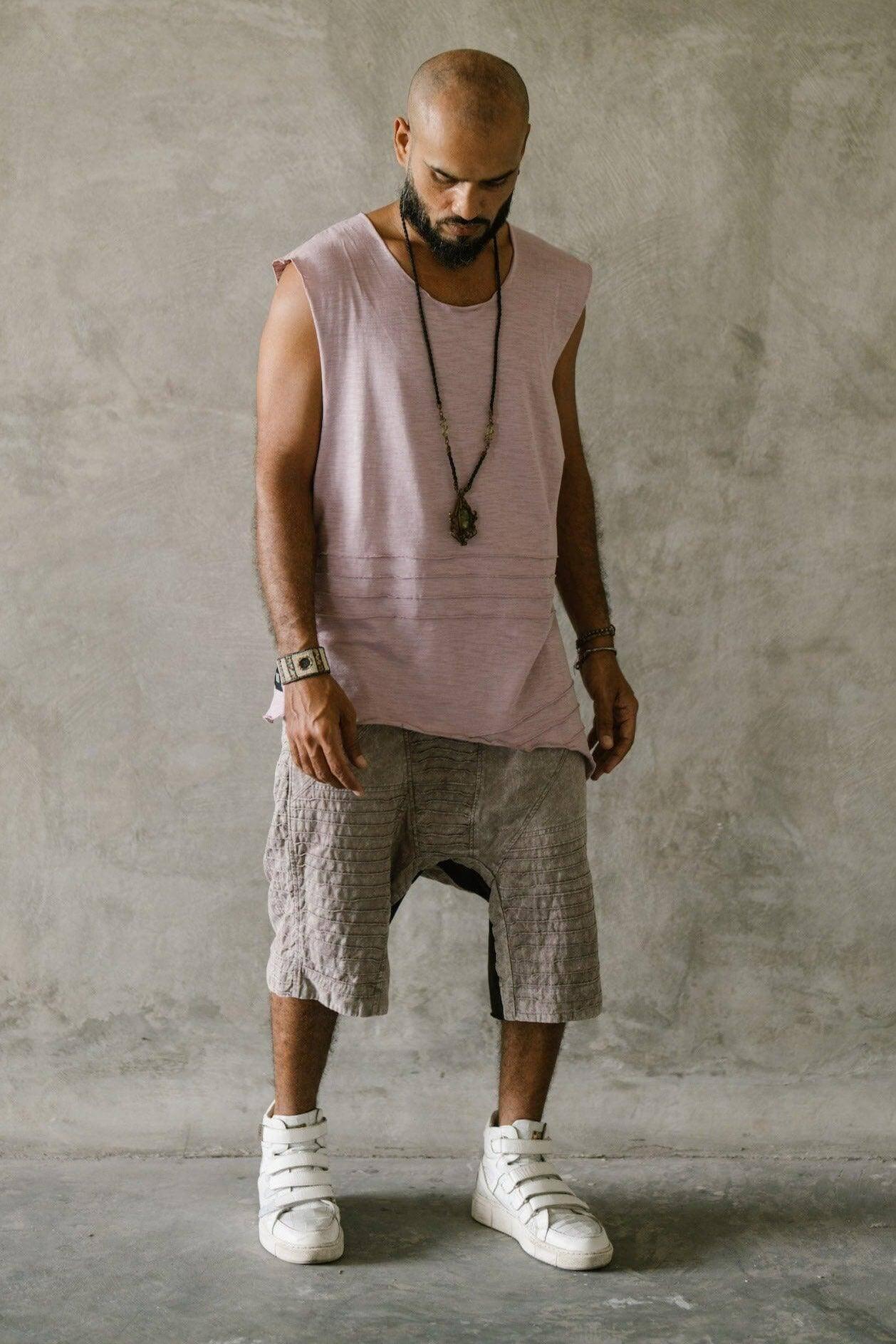 SISU Shorts - Drop crotch stonewashed cotton shorts with unique details - VALO Design Clothing 