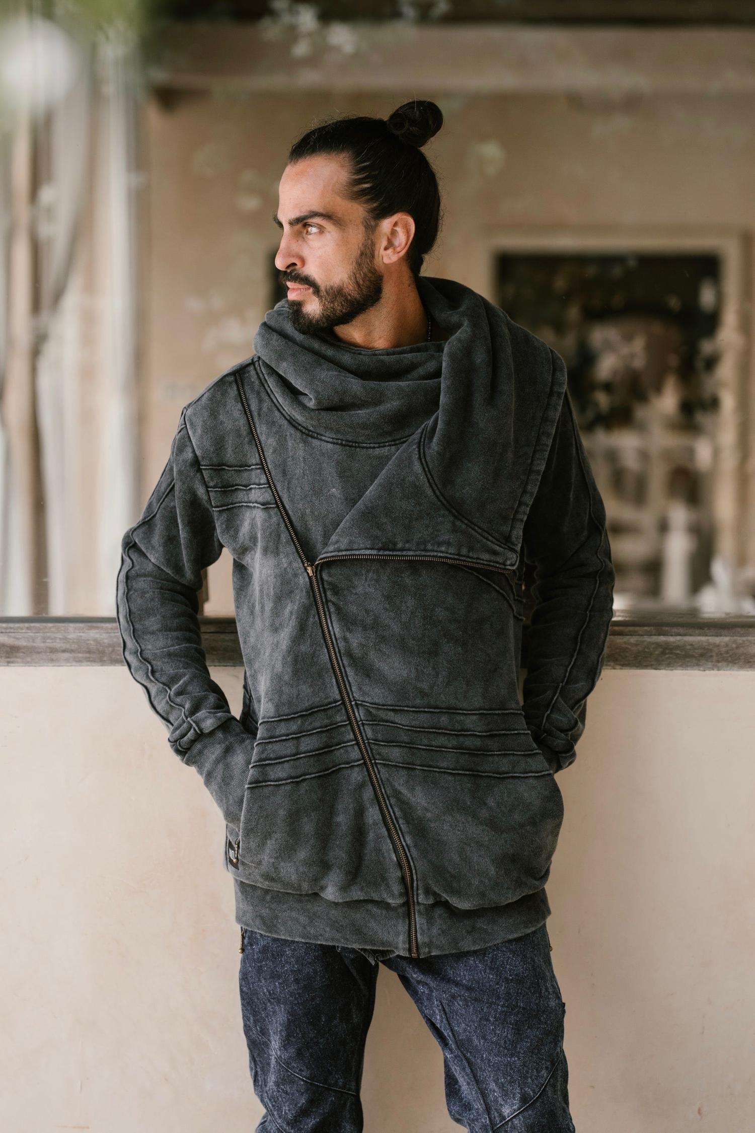 TARMO - Asymmetrical Cotton Fleece Zipper Hoodie