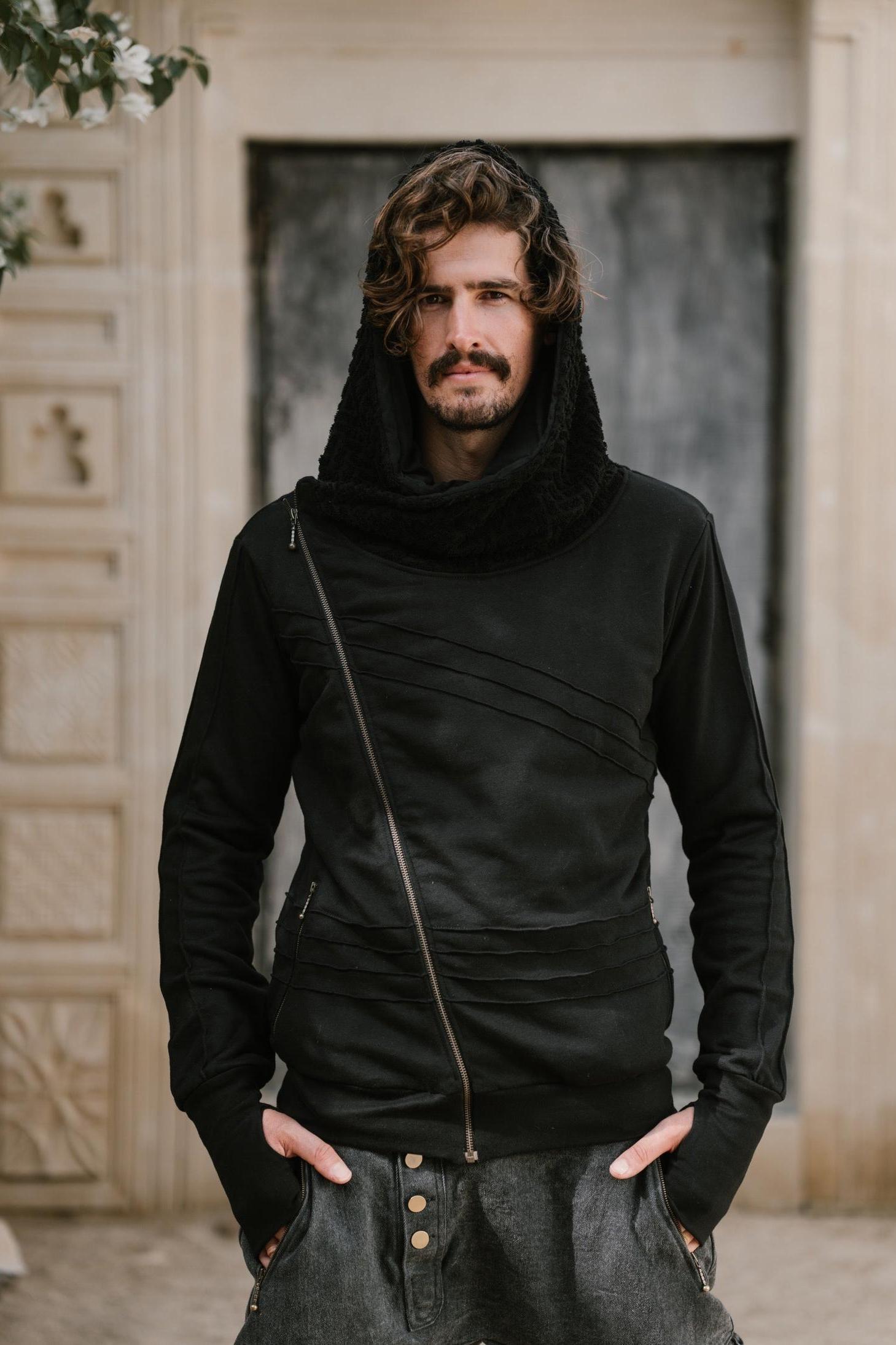 TARMO - Asymmetrical Cotton Fleece Zipper Hoodie