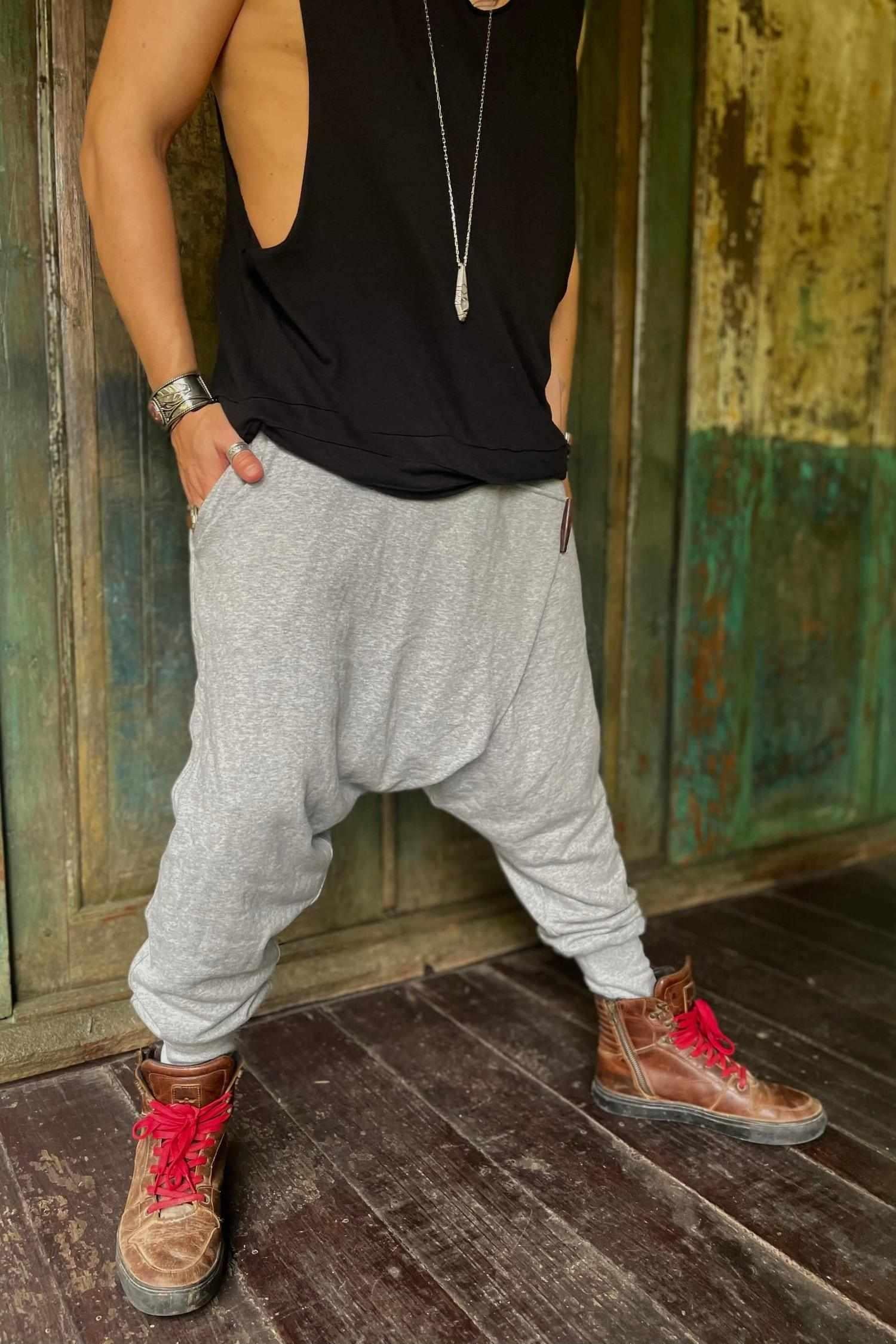 VALO Design URBAN Ninja Misty Grey - Harem drop crotch trousers from high quality 100% cotton