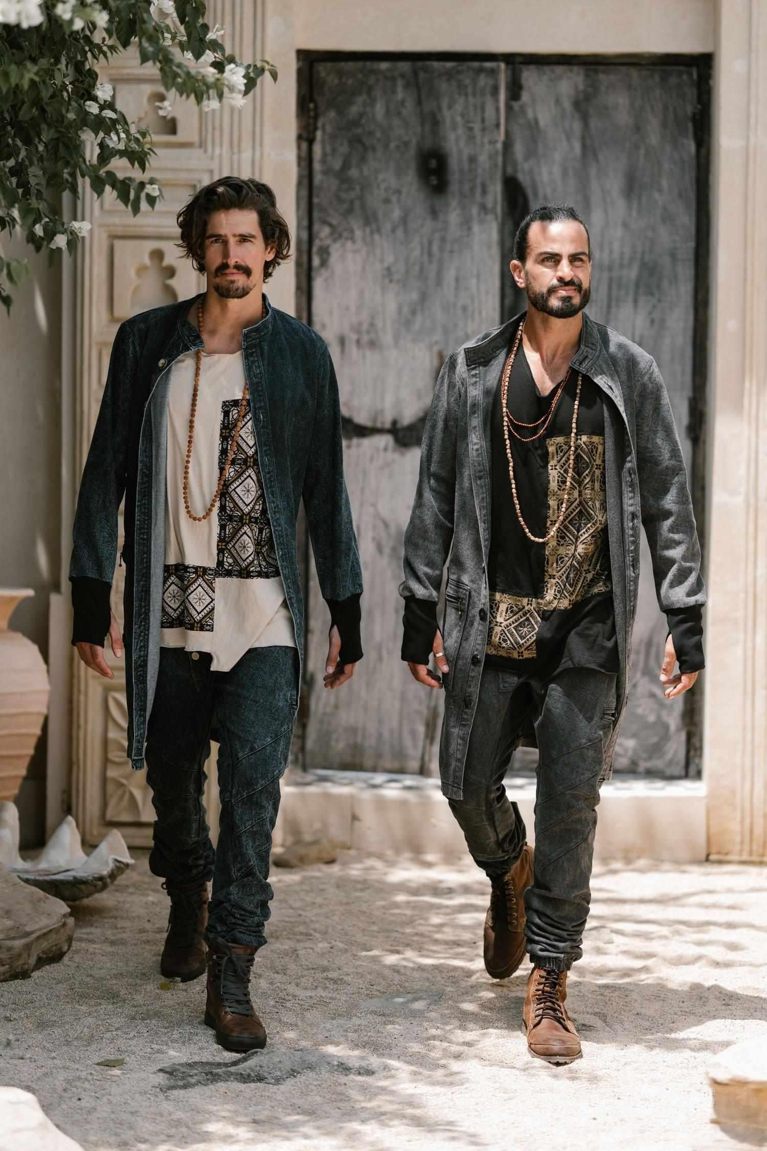 USKO Jacket - Stonewashed Denim Jacket with Nehru Collar