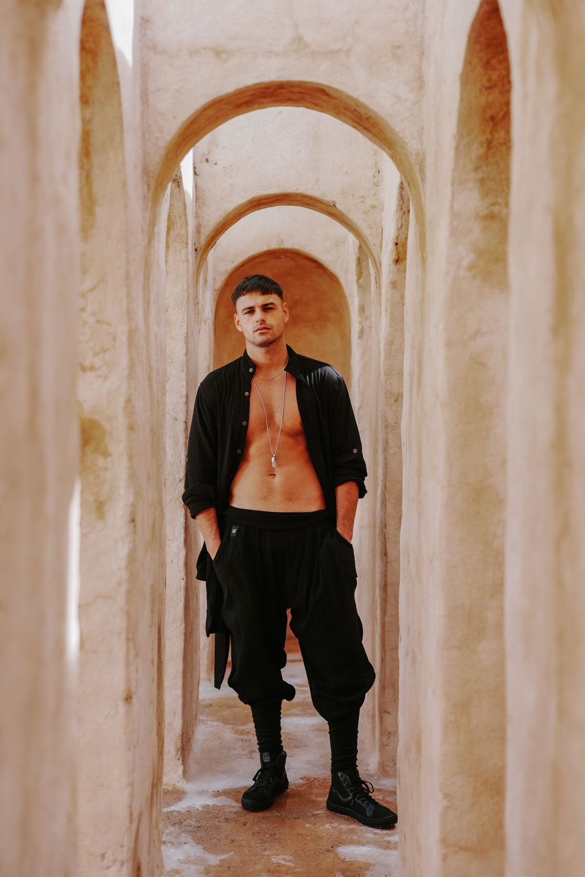 DJINN Shirt - Relaxed Cotton Crepe Nehru Collar Shirt