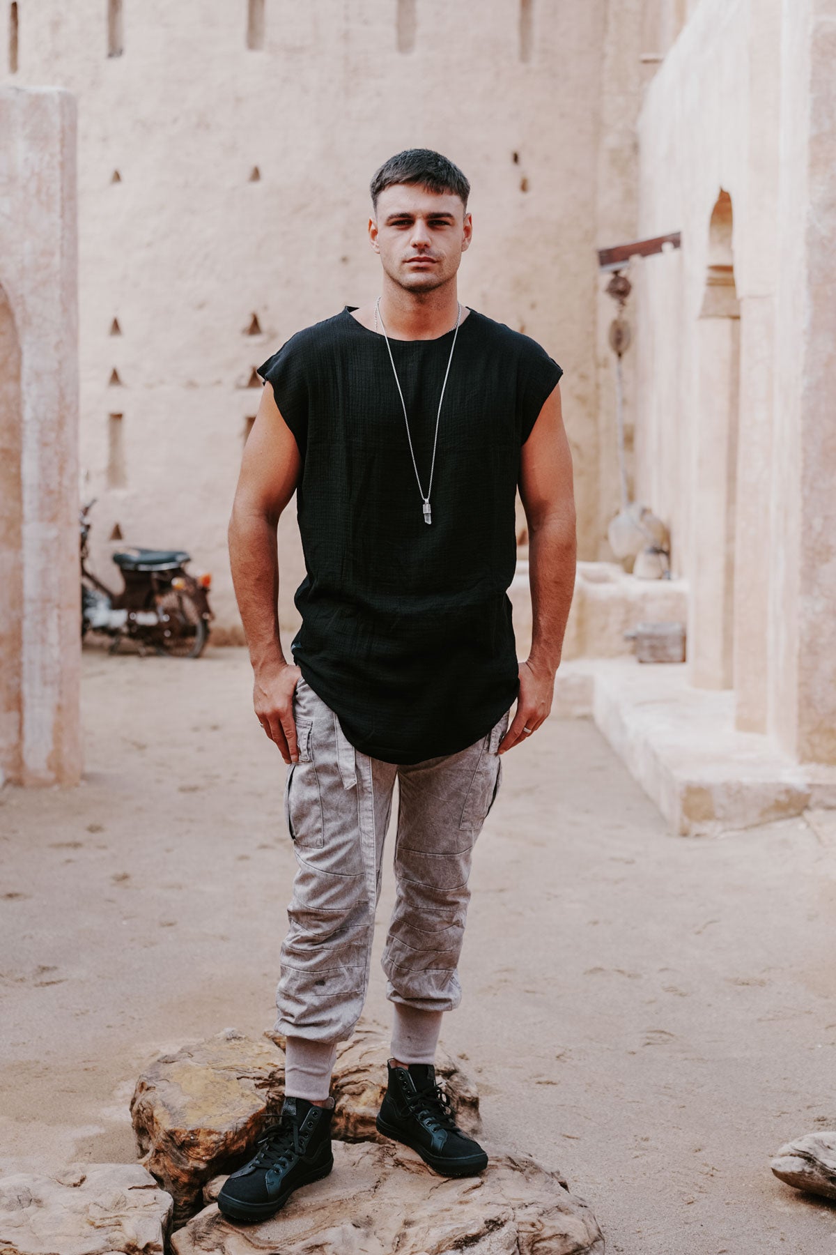 DJINN T-Shirt - Asymmetric Oversized Cotton Crepe Tank Top