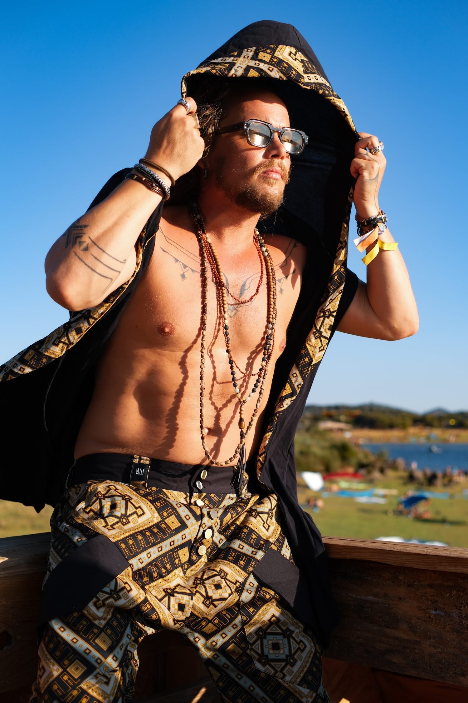 HANZO Chakana - Sleeveless Hooded Bamboo Kimono Vest