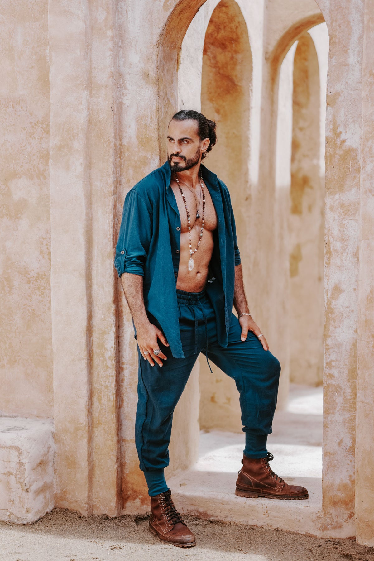 KOKO Outfit Navy Blue - Oriental Linen Shirt &amp; Pants