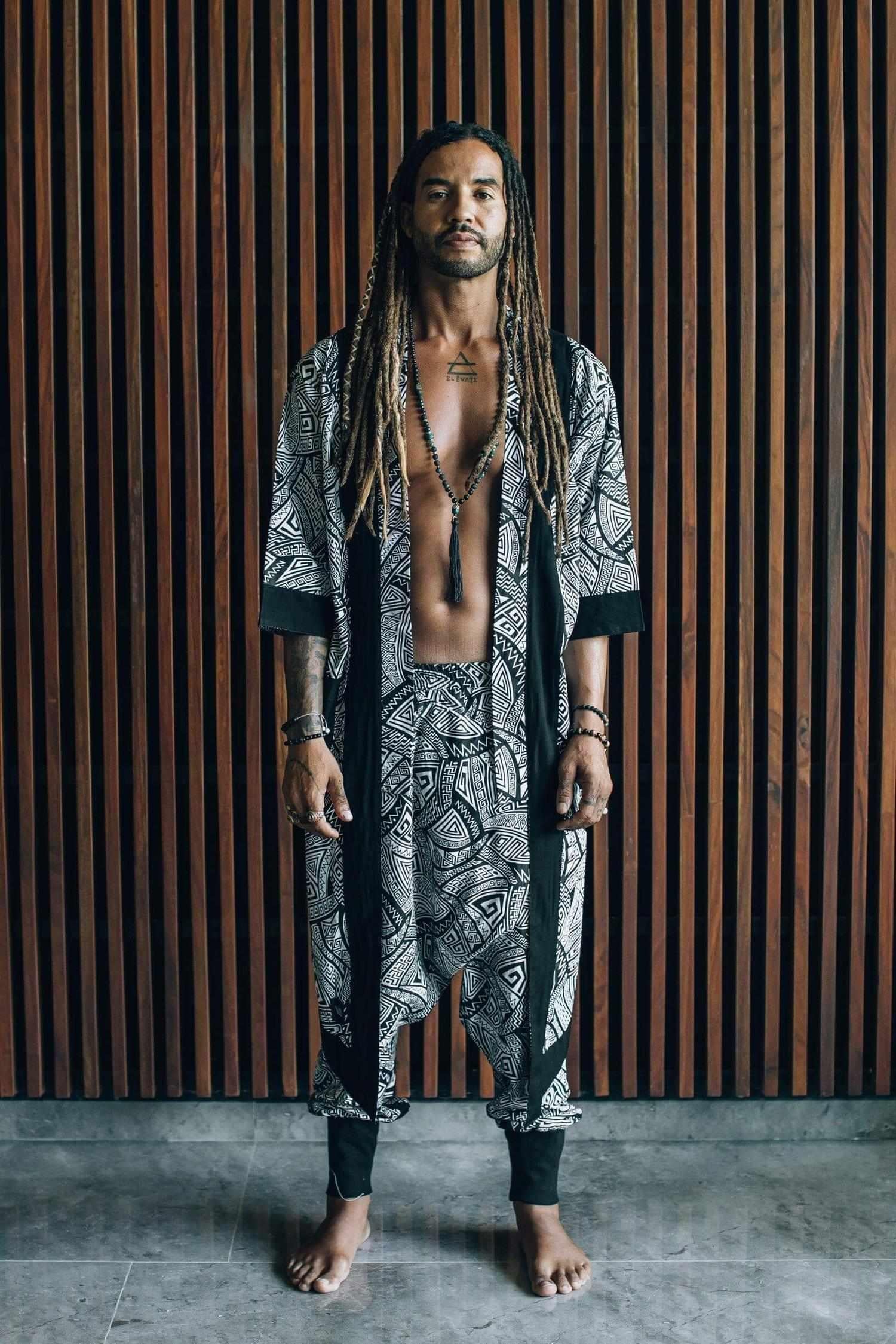 VALO Design VALO SPIRIT NINJA Black & White Tribal - Comfortable & stylish cotton print harem pants