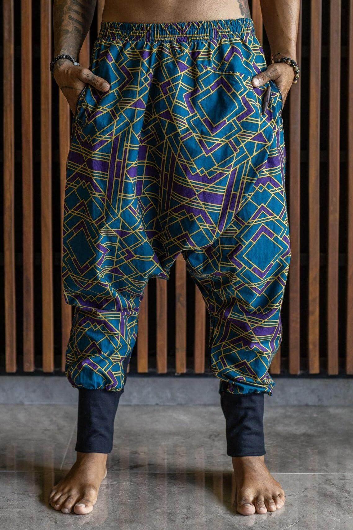 VALO Design VALO SPIRIT NINJA Blue Geometric - Comfortable & stylish cotton print harem pants