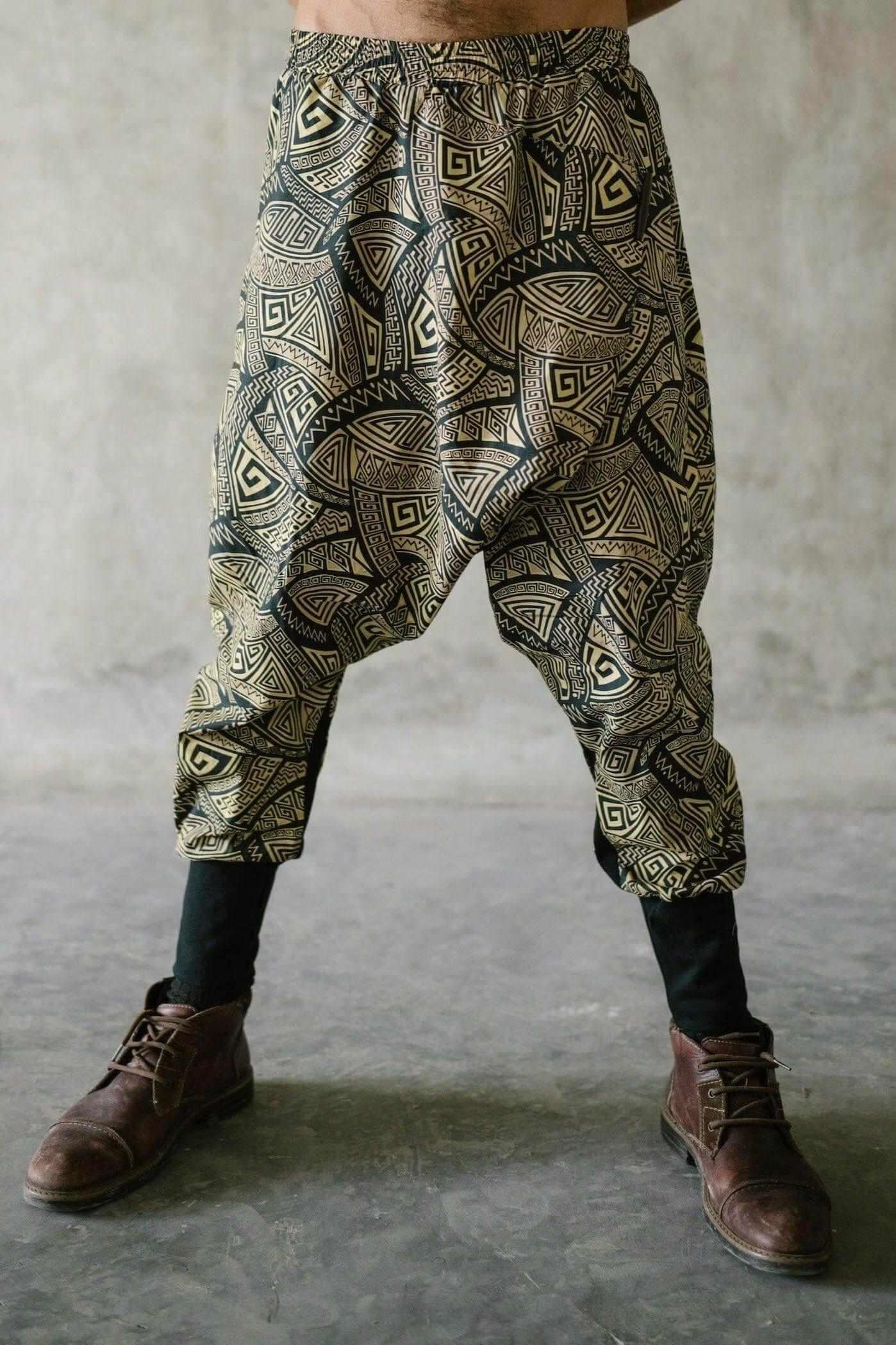 VALO Design VALO SPIRIT NINJA Gold & Black Tribal - Comfortable & stylish cotton print harem pants 