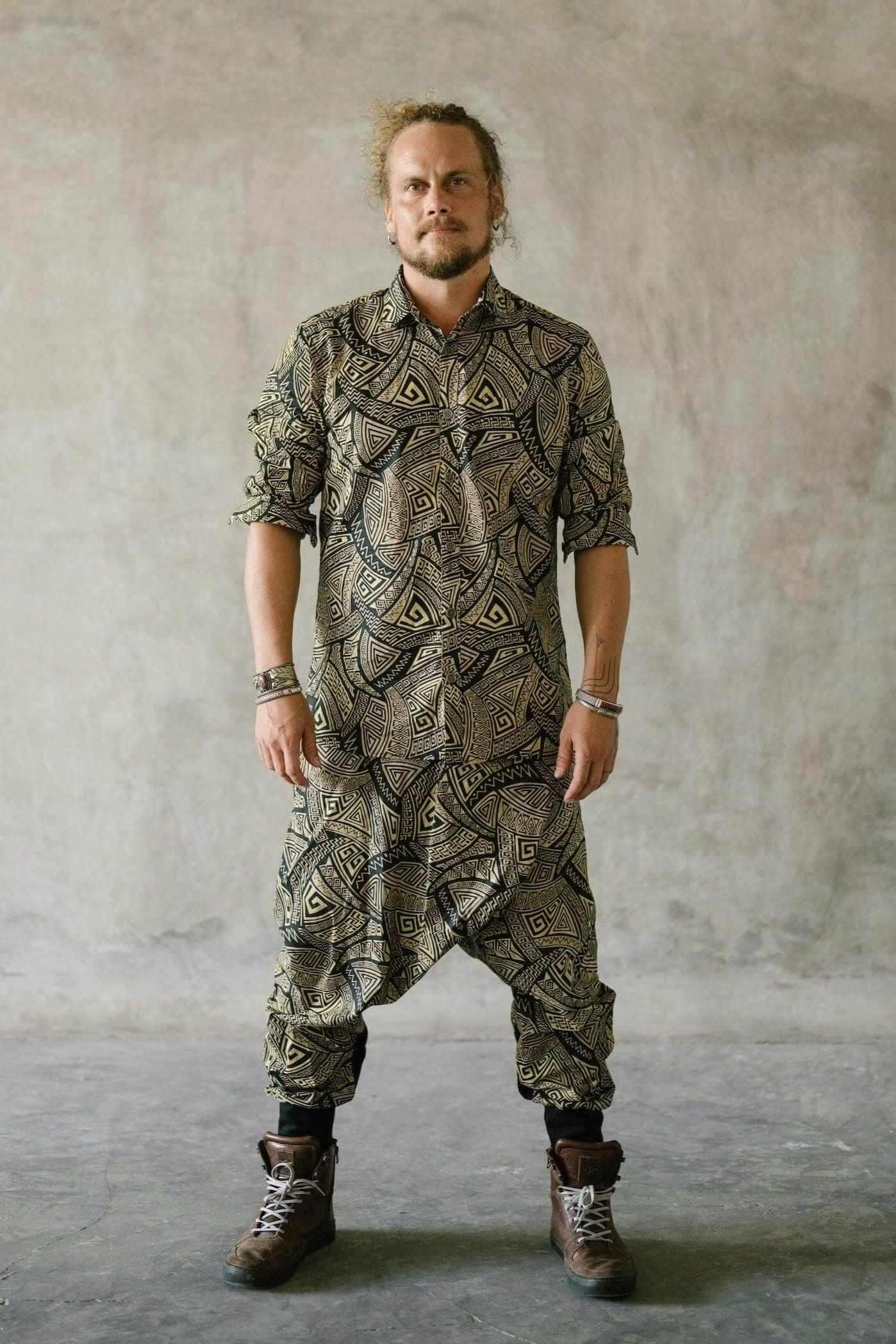 VALO Design VALO SPIRIT NINJA Gold & Black Tribal - Comfortable & stylish cotton print harem pants 