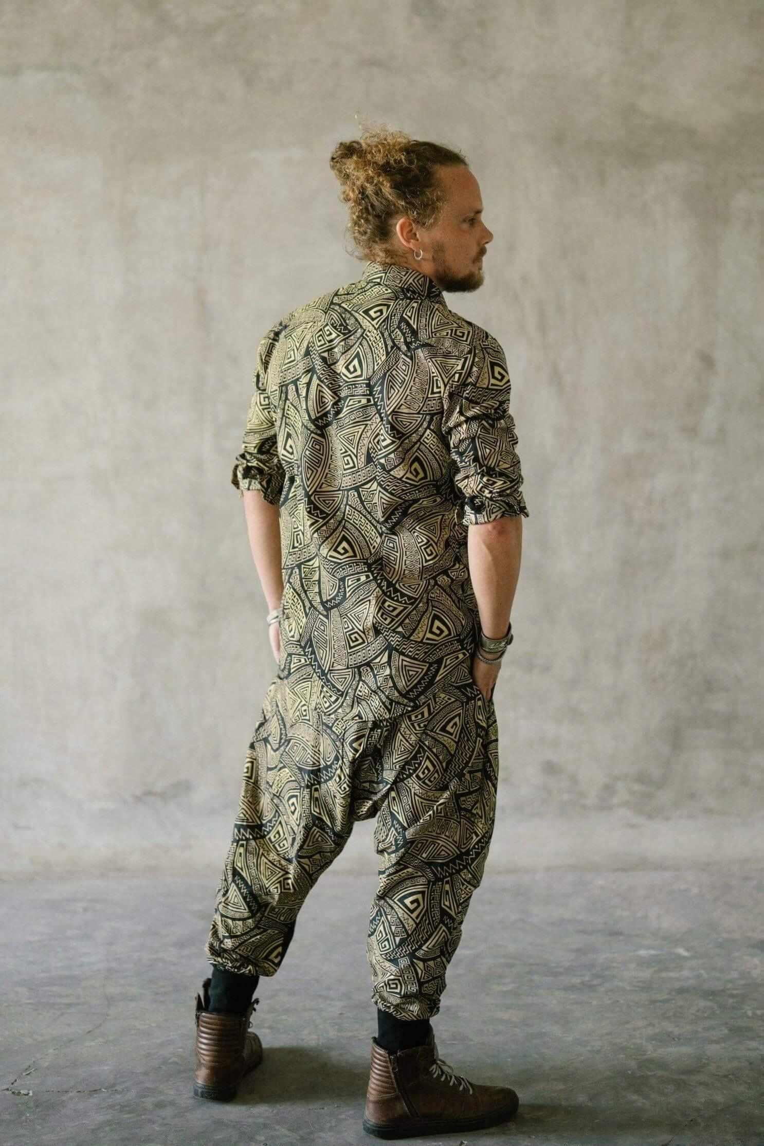 VALO Design VALO SPIRIT NINJA Gold & Black Tribal - Comfortable & stylish cotton print harem pants 