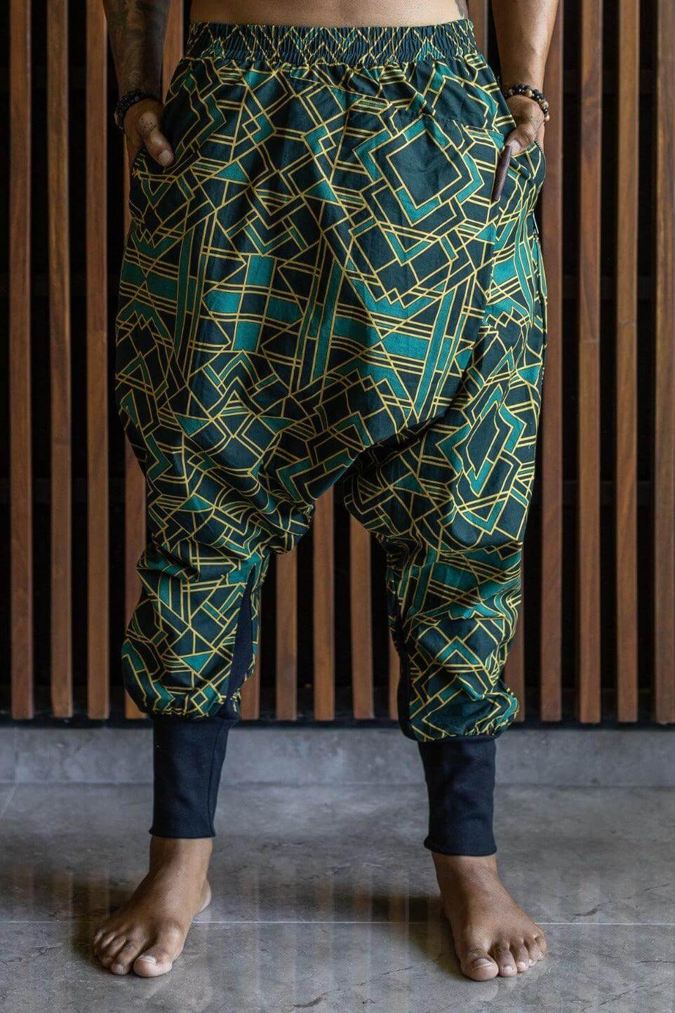 VALO Design VALO SPIRIT NINJA Green Geometric - Comfortable & stylish cotton print harem pants 