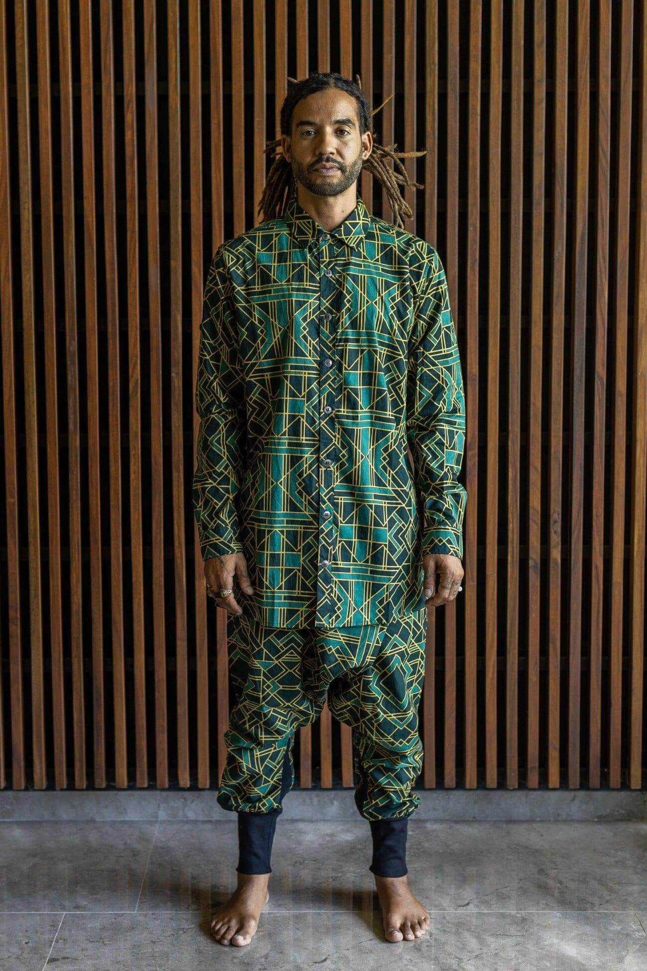 VALO Design VALO SPIRIT NINJA Green Geometric - Comfortable & stylish cotton print harem pants 